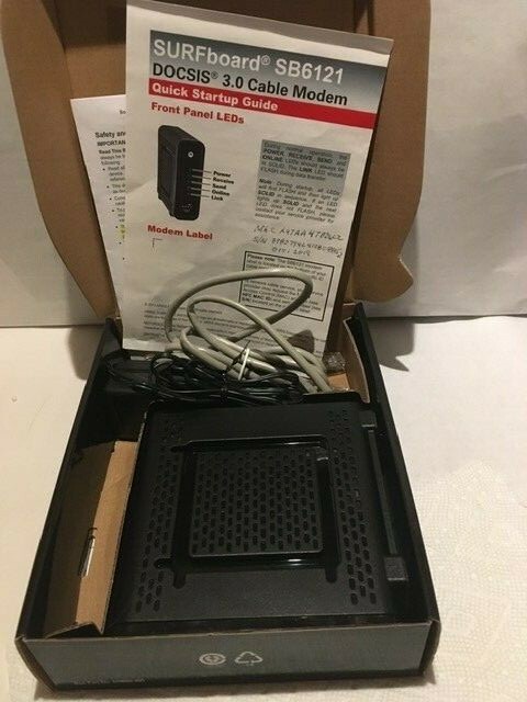 ARRIS SURFboard SB6121 DOCSIS 3.0 Cable Modem 4×4 Motorola with power and cable