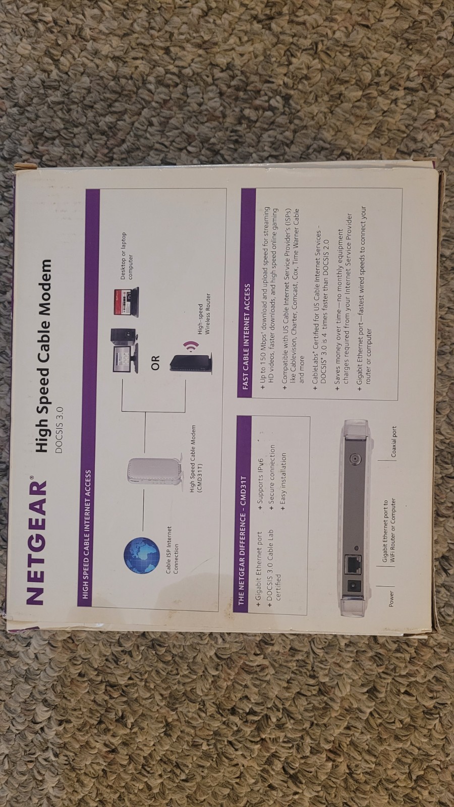 netgear high speed cable modem docsis 3.0