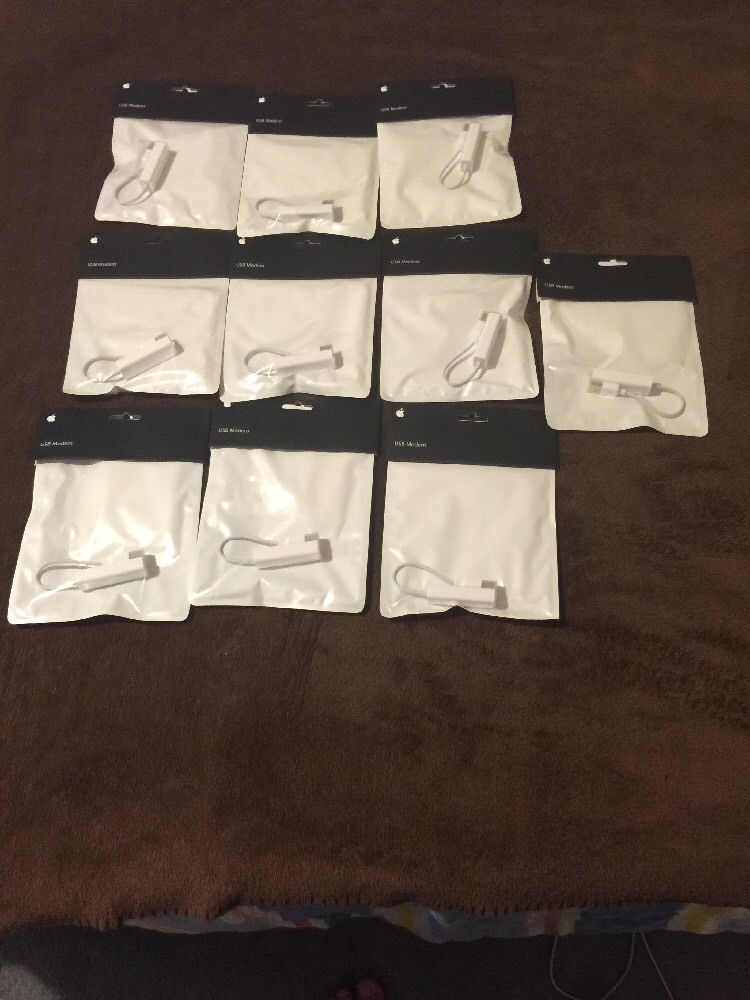 Lot of 10 Genuine Apple USB Dial-up External 56 Kbps Modem Model MA034Z/A