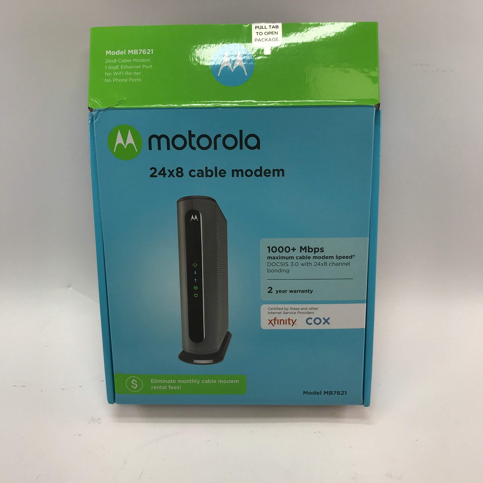 Motorola 24×8 Cable Modem MB7621-30 w/ Original Box, No Ethernet or Power Cable