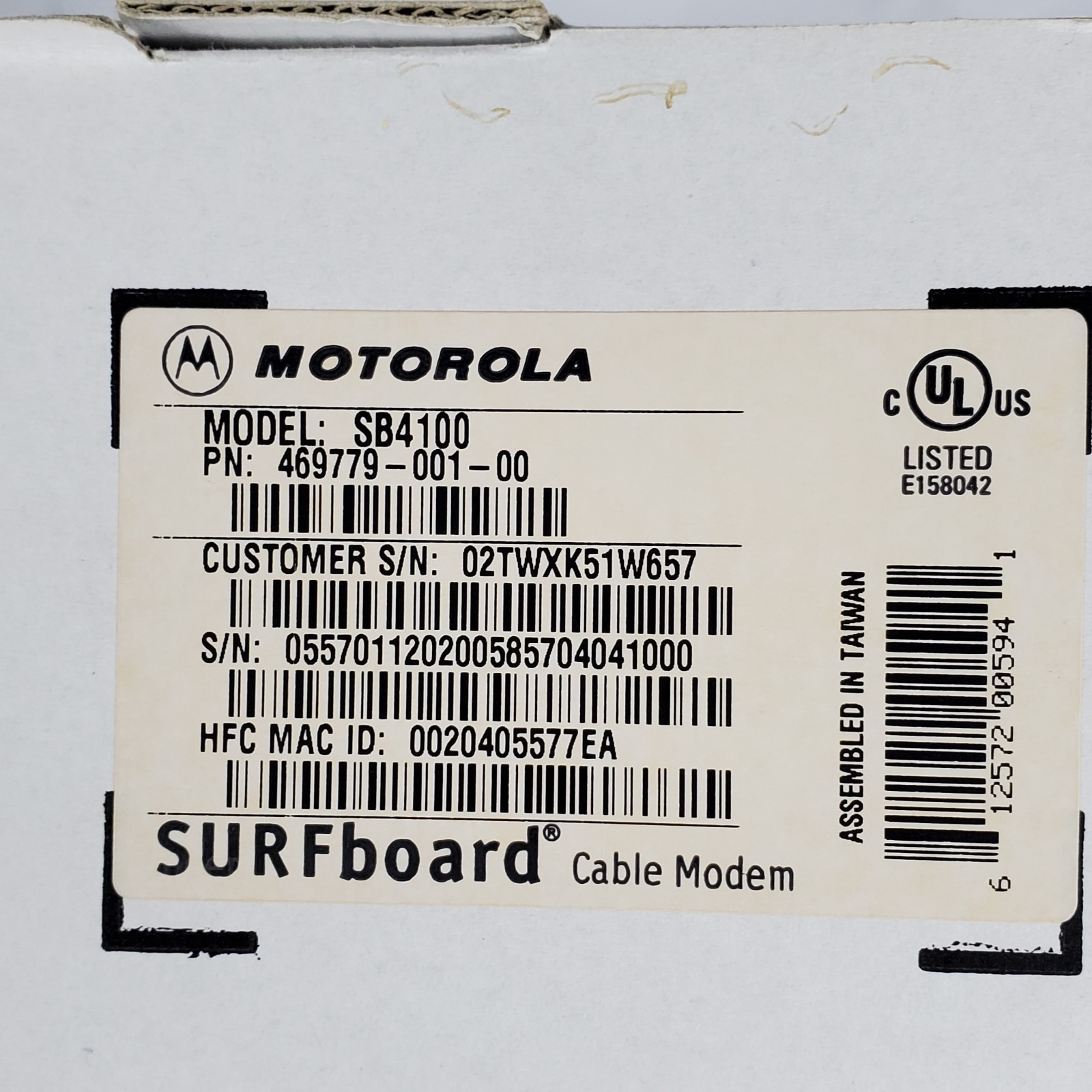 Motorola SB4100 DOCSIS External Cable Modem