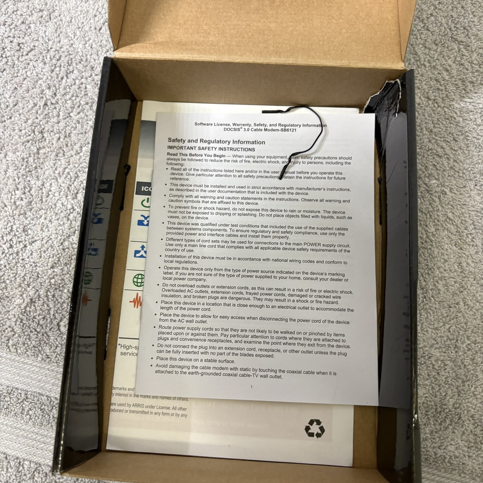 Motorola Arris SURFboard SB6121 DOCSIS 3.0 Cable Modem High Speed Ethernet