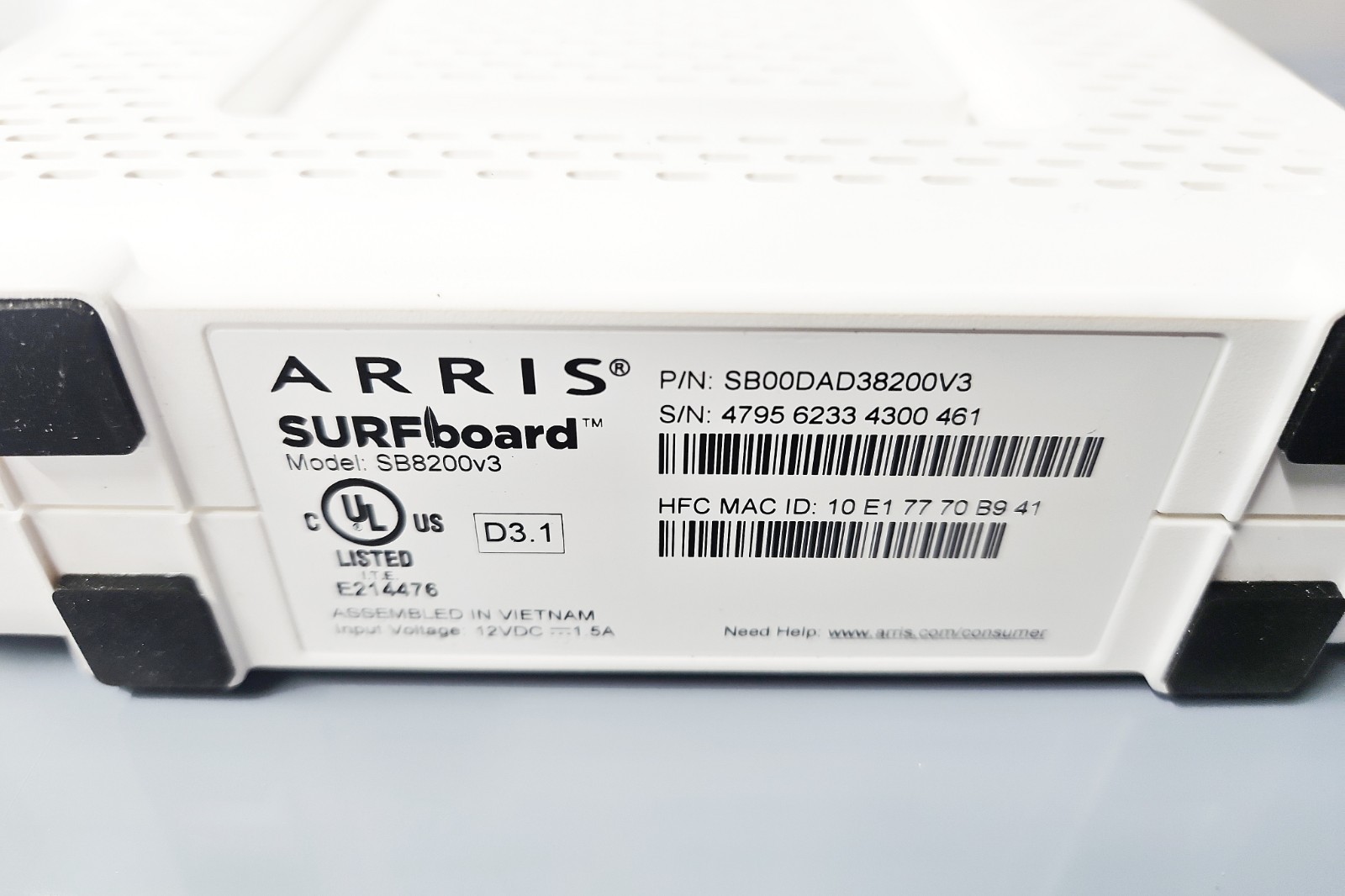 ARRIS SurfBoard SB8200v3 3.1 Modem for High-Speed Internet w/Cable