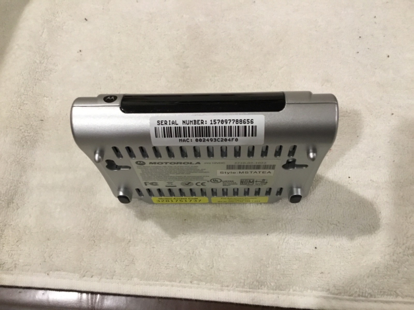 MOTOROLA DSL Modem Style: MSTATEA Model # 2210-02-1022 with Power adapter