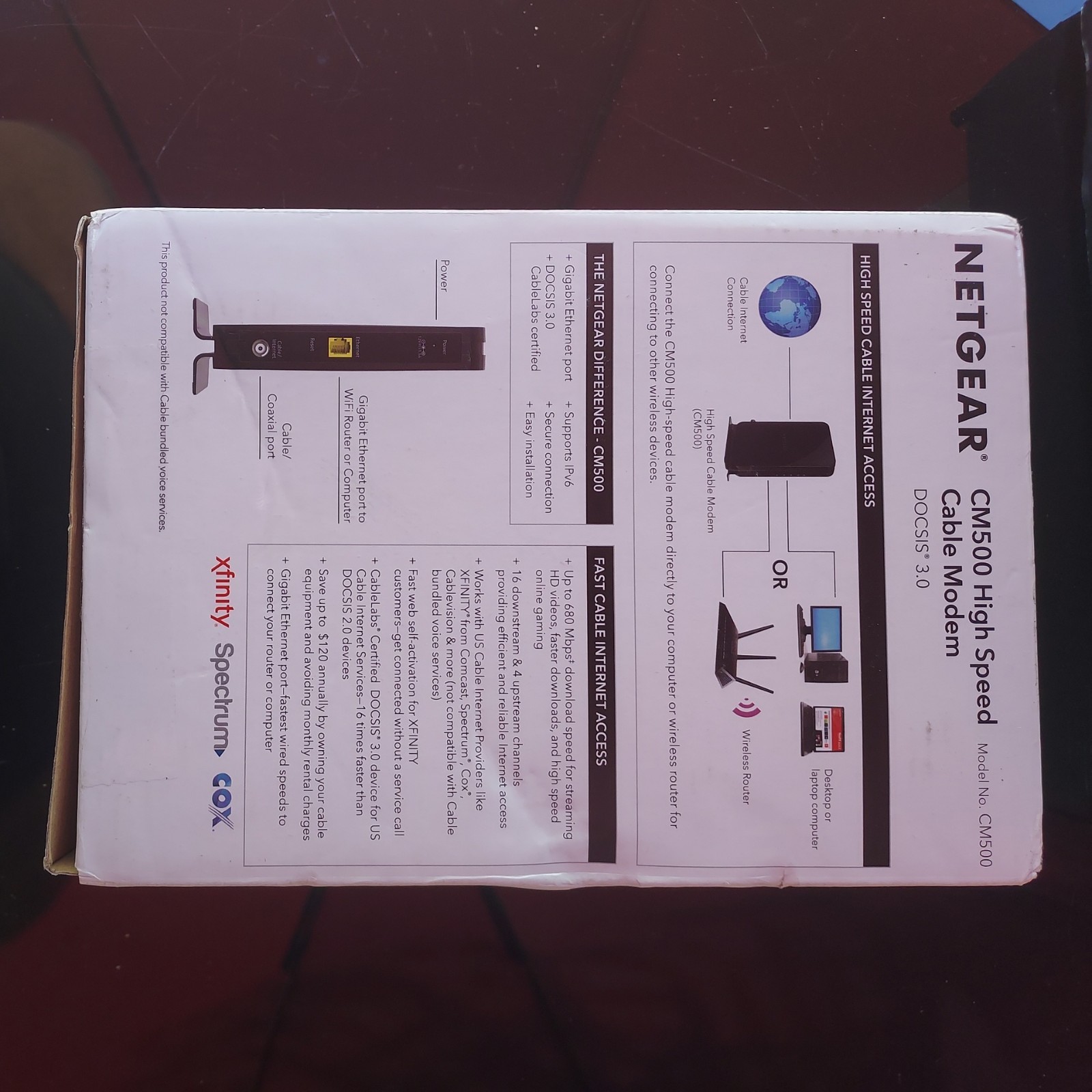 NETGEAR Cable Modem CM500 Compatible w/all Cable Providers Xfinity Spectrum Cox
