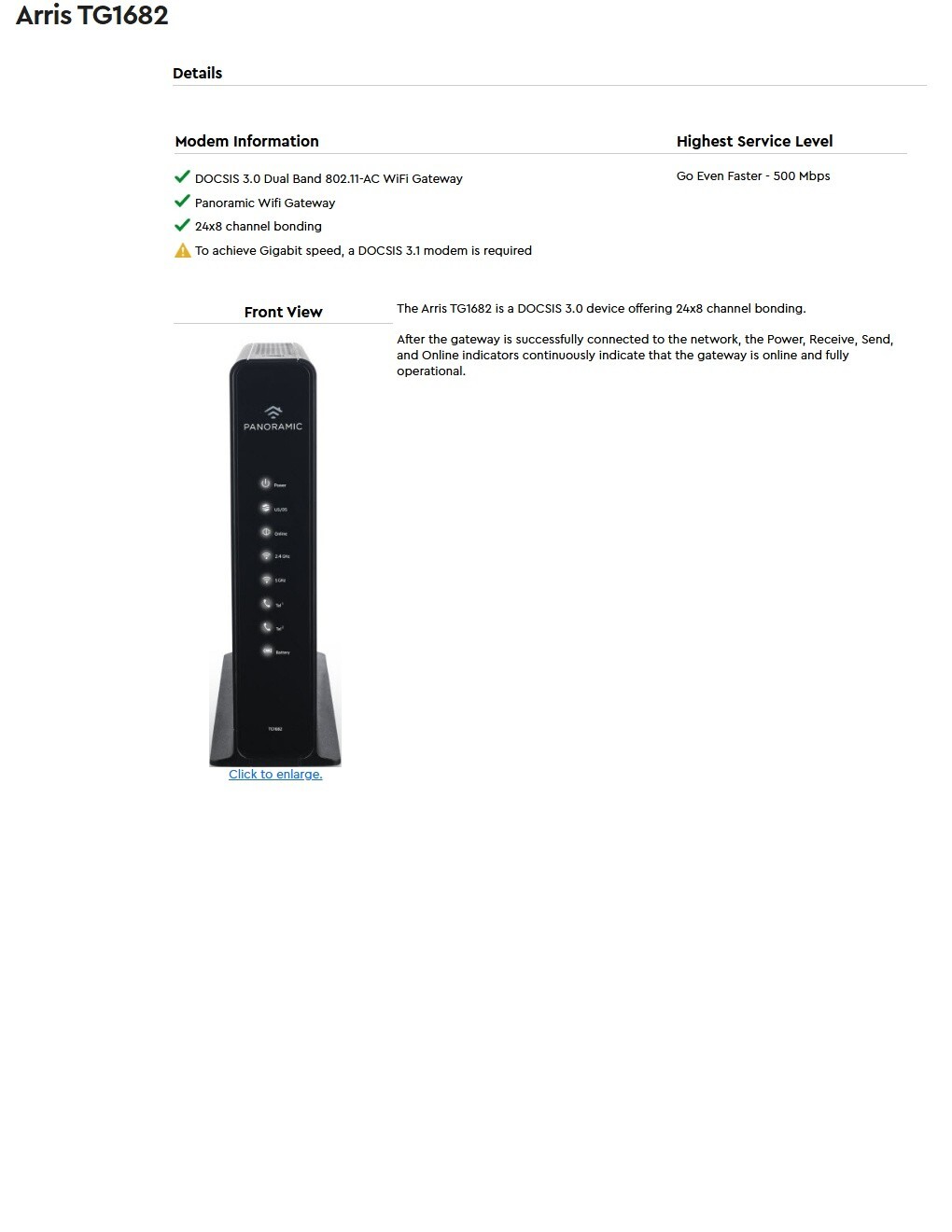 ARRIs TG1682G Modem Wireless Dual Band Router Includes Cord!!