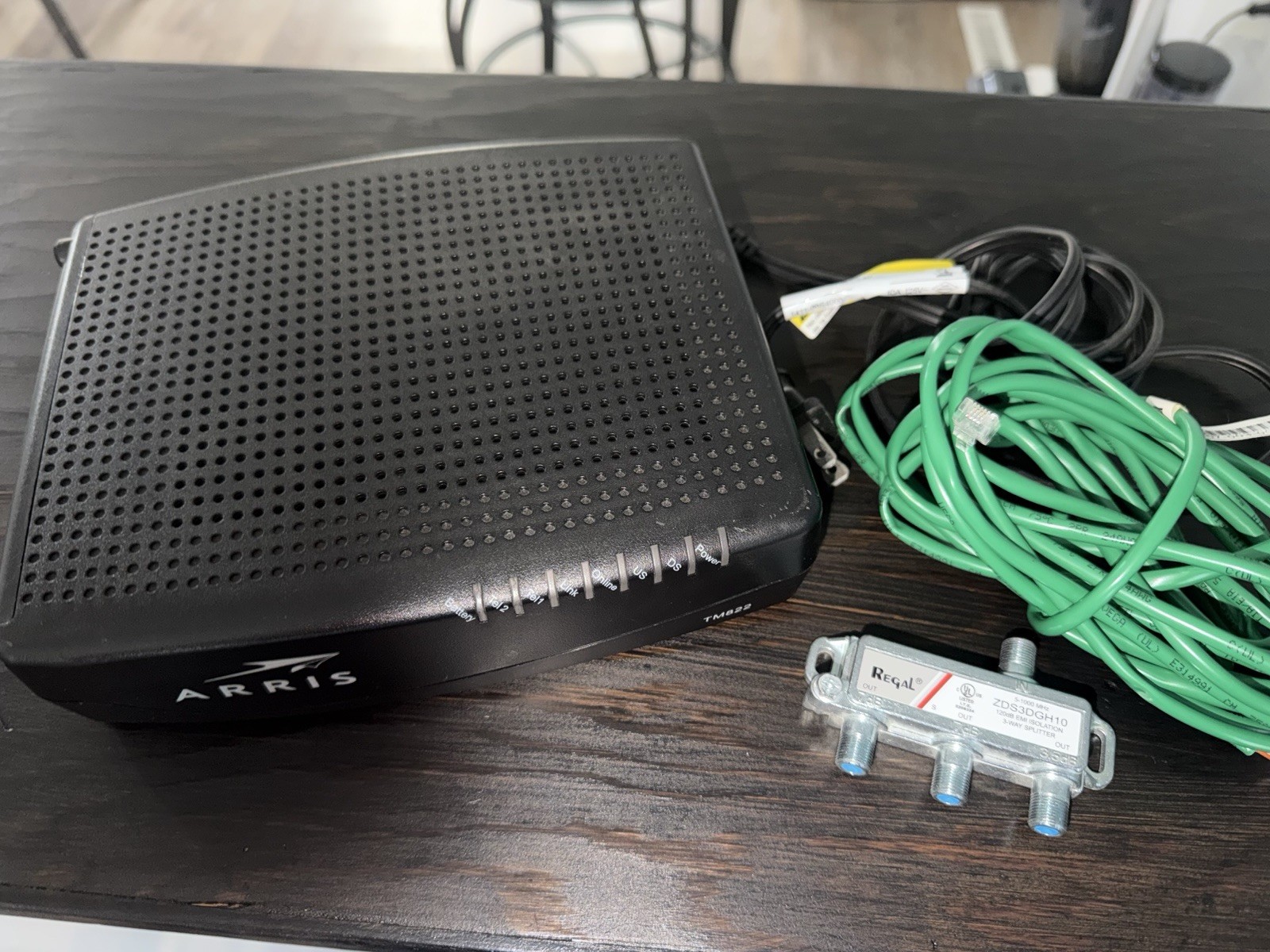 ARRIS TM822 Cable Modem Black Ethernet Telephone Coaxial Ports for PC