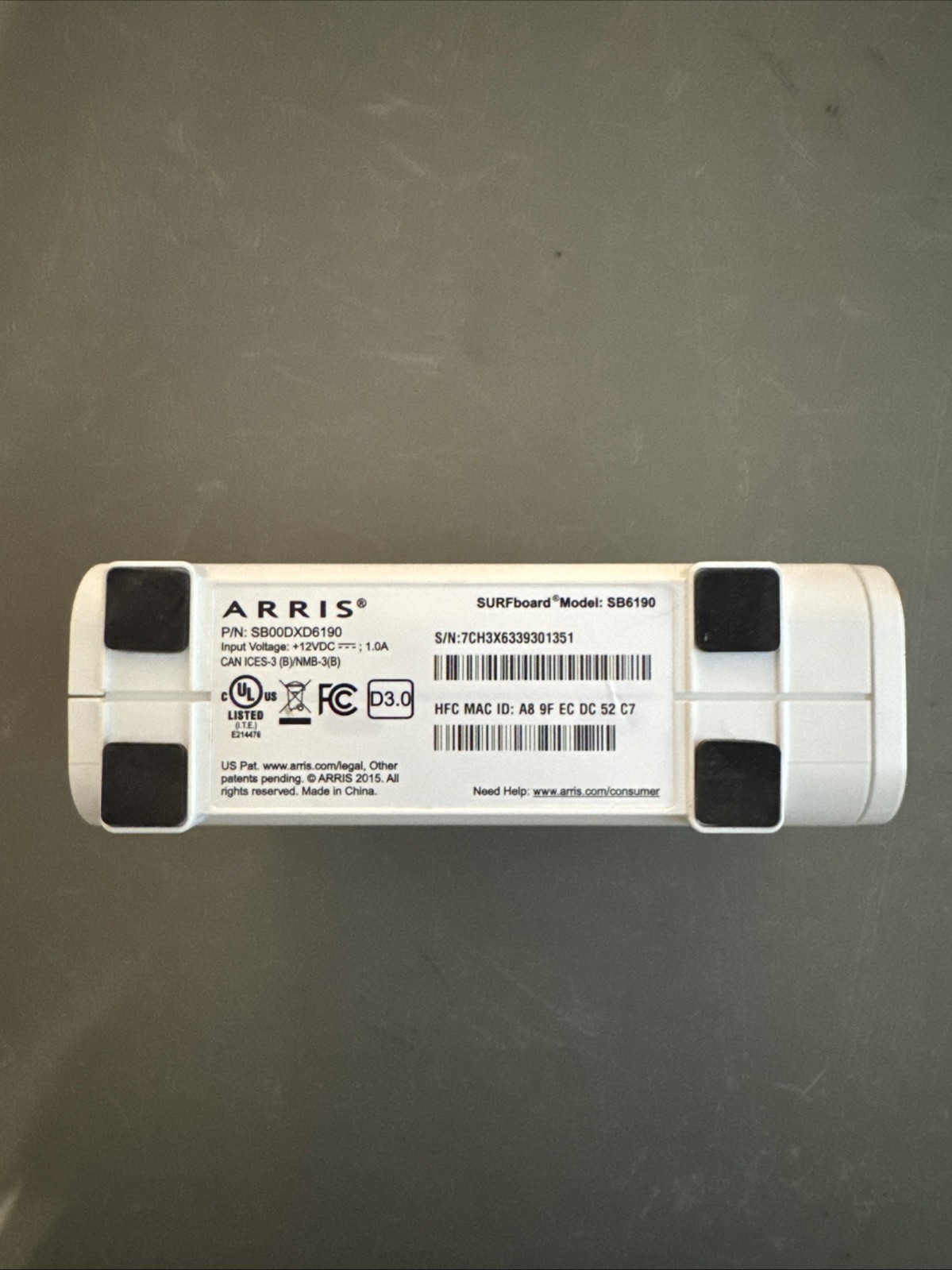 ARRIS SB6190 White DOCSIS 3.0 Cable Modem