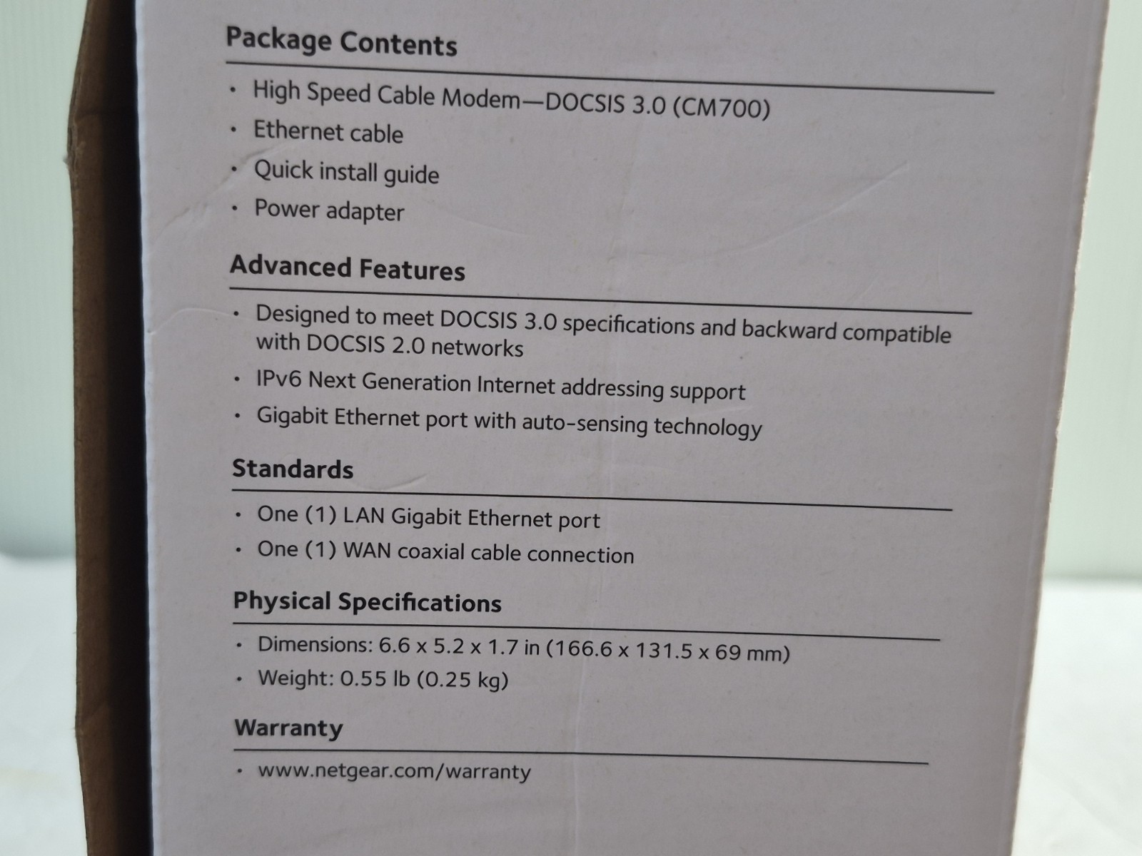 Netgear CM700 High Speed Cable Modem