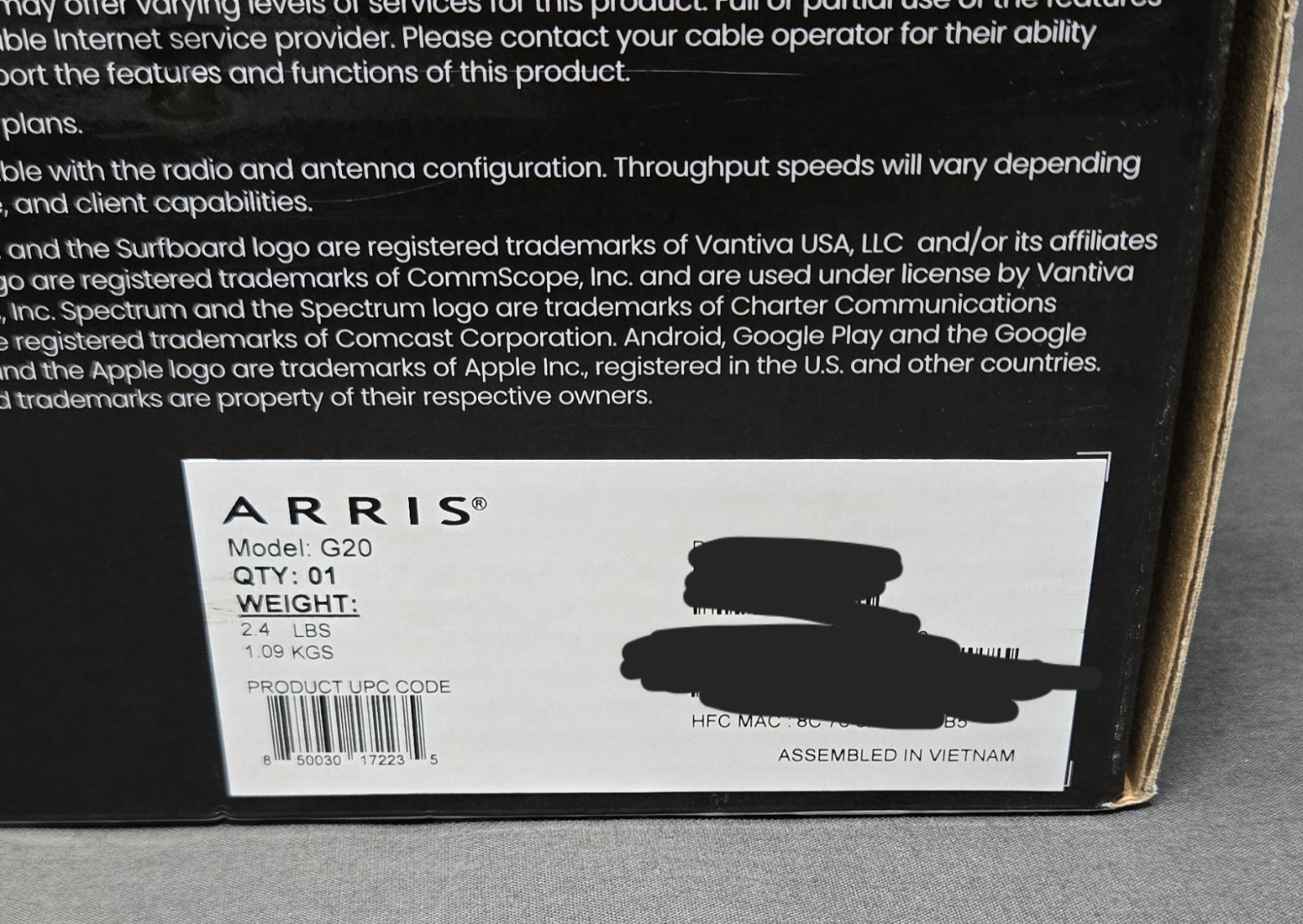 ARRIS G20 DOCSIS 3.1 Cable Modem & AX3000 WiFi 6 Router, NEW (Sealed)