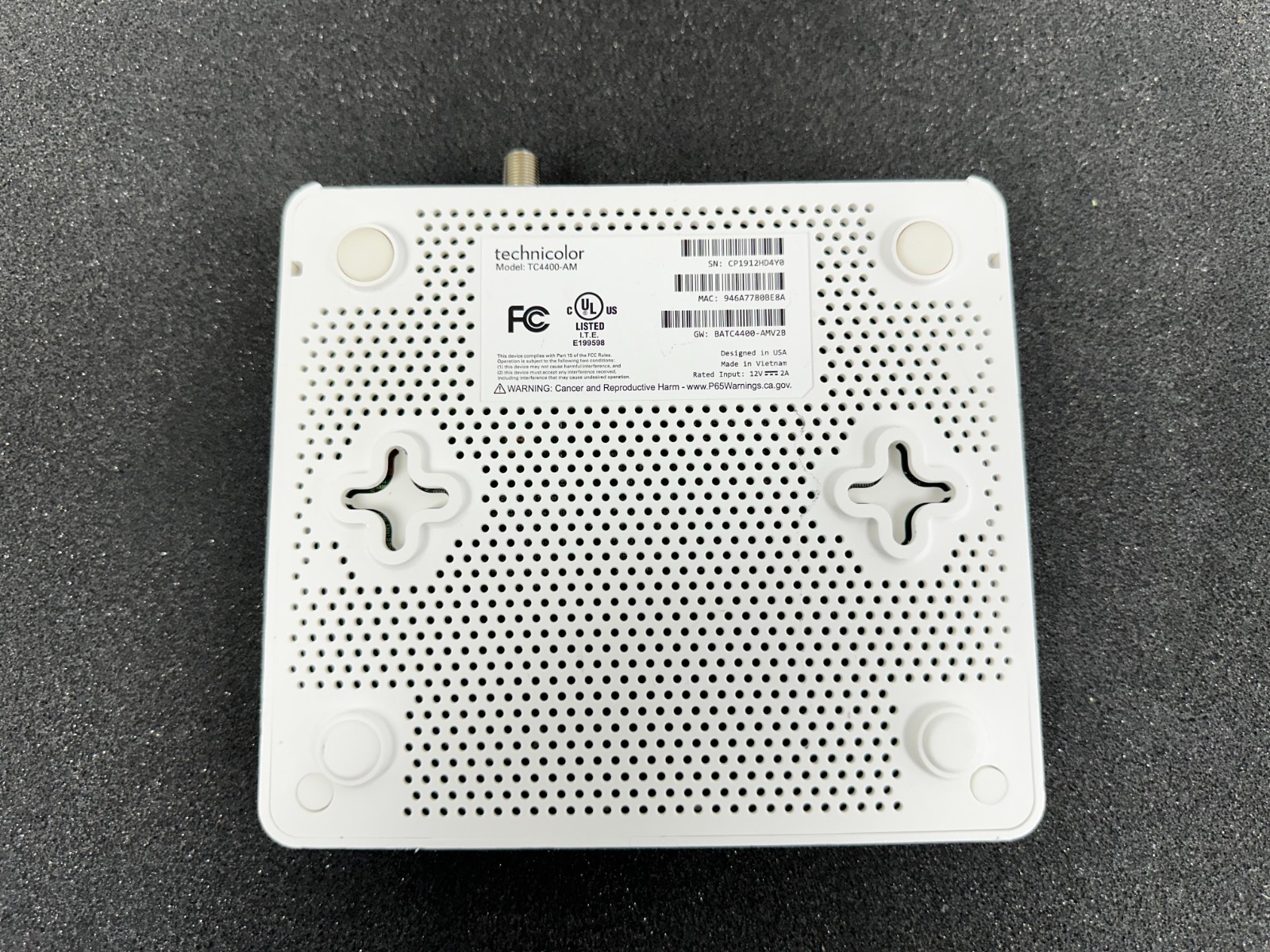 Technicolor Model TC4400-AM Ultra-Broadband Cable Modem NO AC FREE SHIPPING 🚚