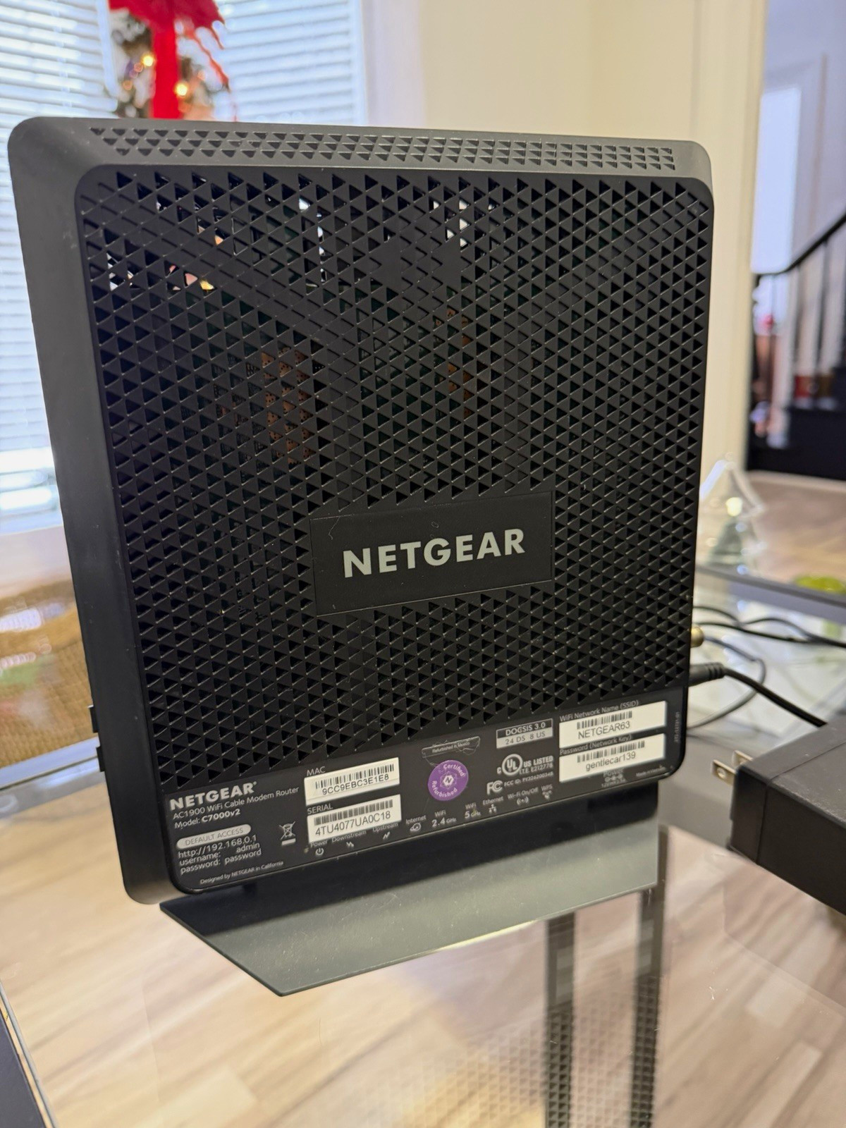 NETGEAR AC1900 Cable Modem Router DOCSIS 3.0 C7000v2 4-Port Black