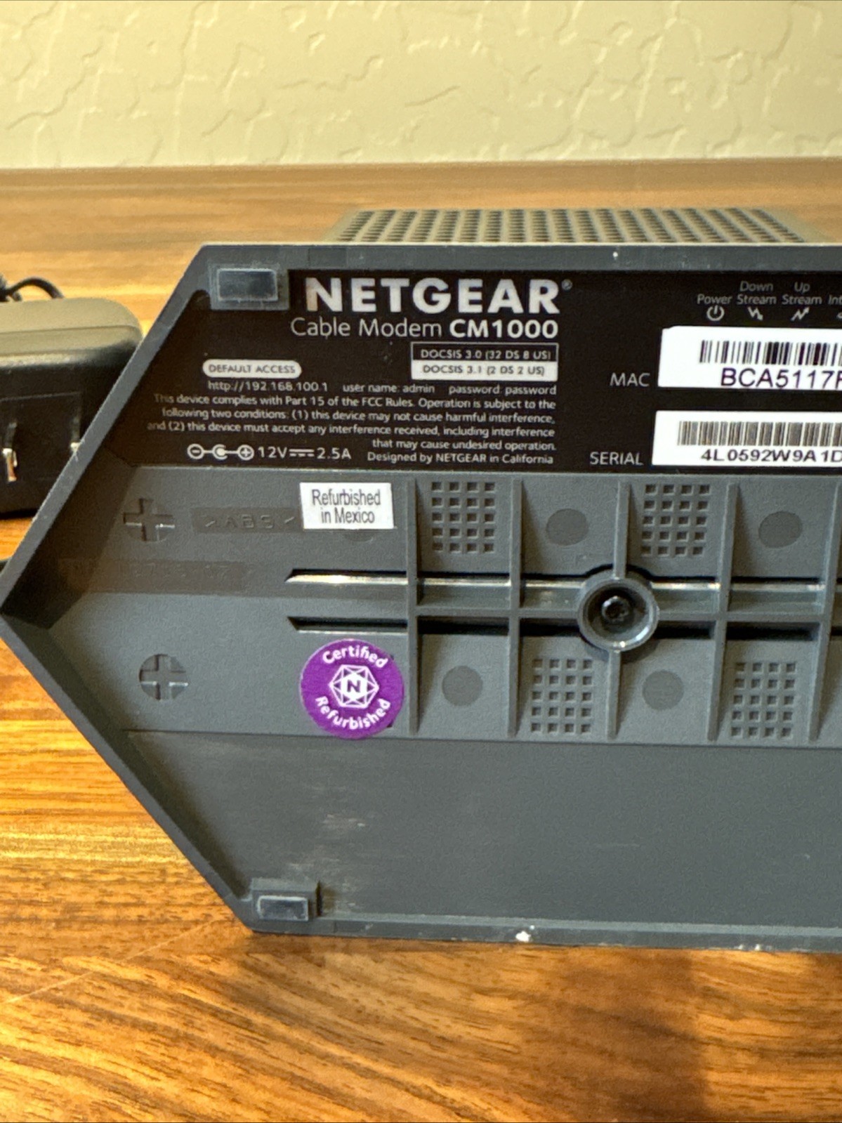 NETGEAR CM1000v2 DOCSIS 3.1 High Speed Cable Modem Up to 1 GB with Power Cable