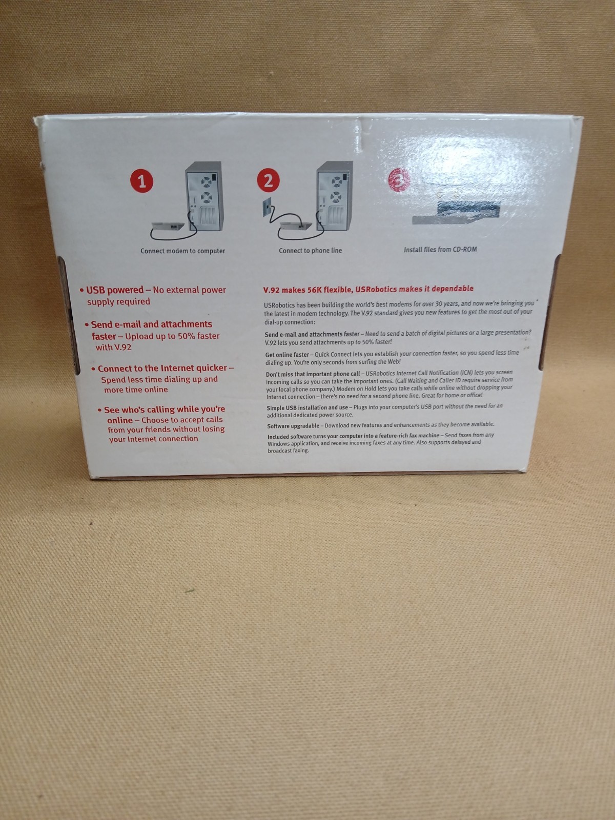 US Robotics USR5633B 56K USB FaxModem Advanced Dial-Up Connectivity Plug & Play