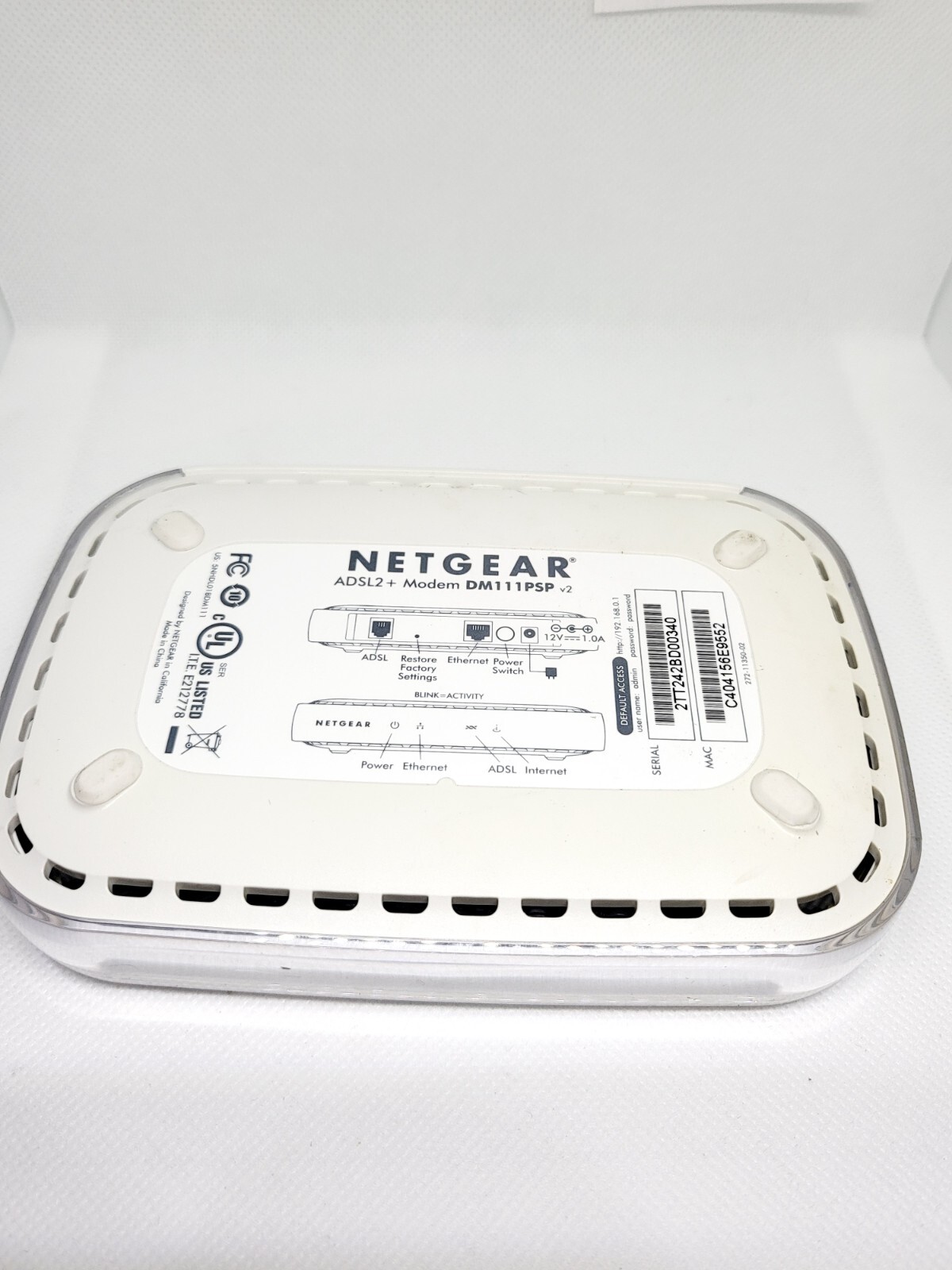 Netgear Broadband ADSL2 + Modem DSL DM111PSP White
