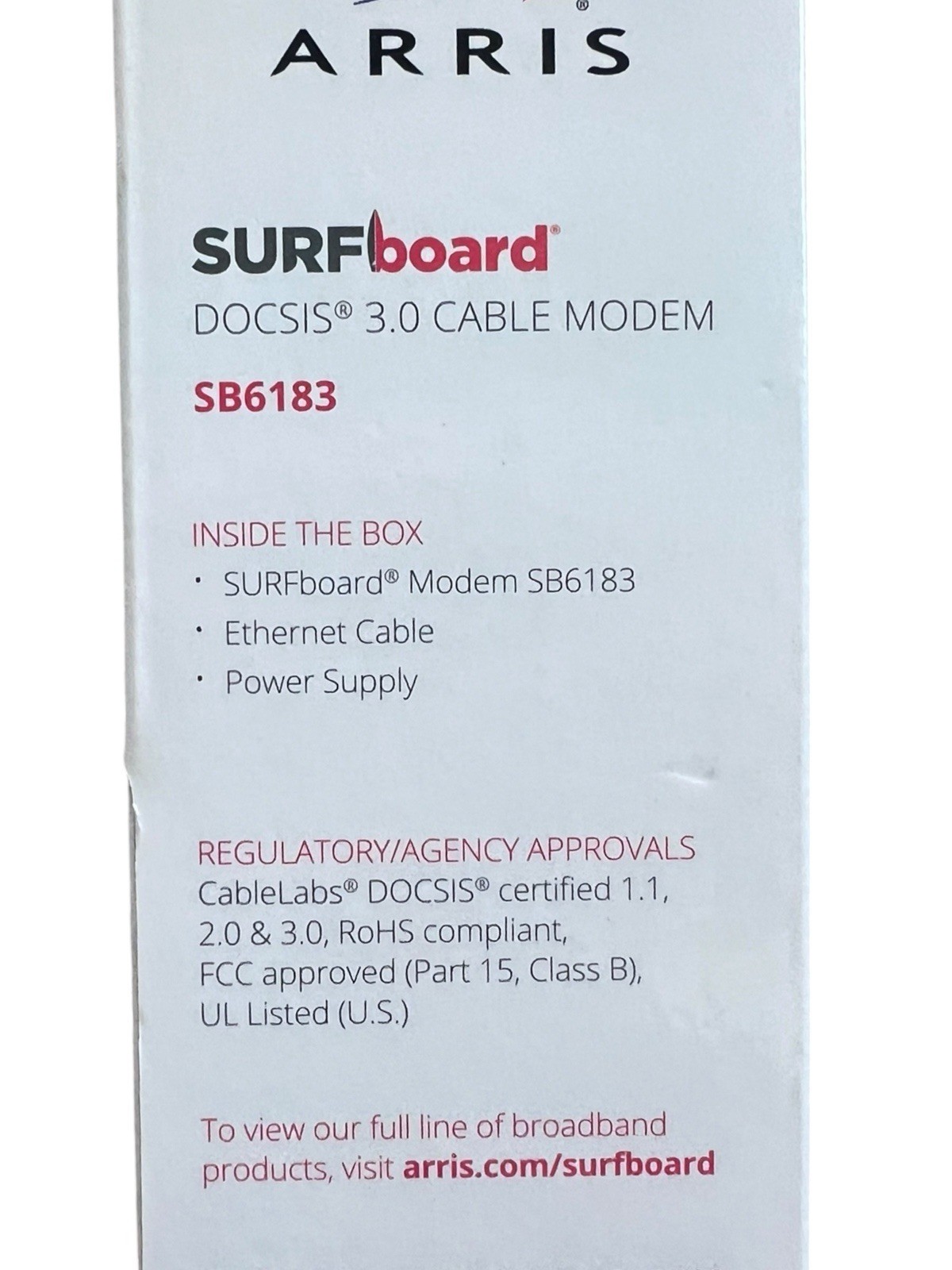 ARRIS SURFboard SB6183 DOCSIS 3.0 Cable Modem 686 Mbps Open Box New