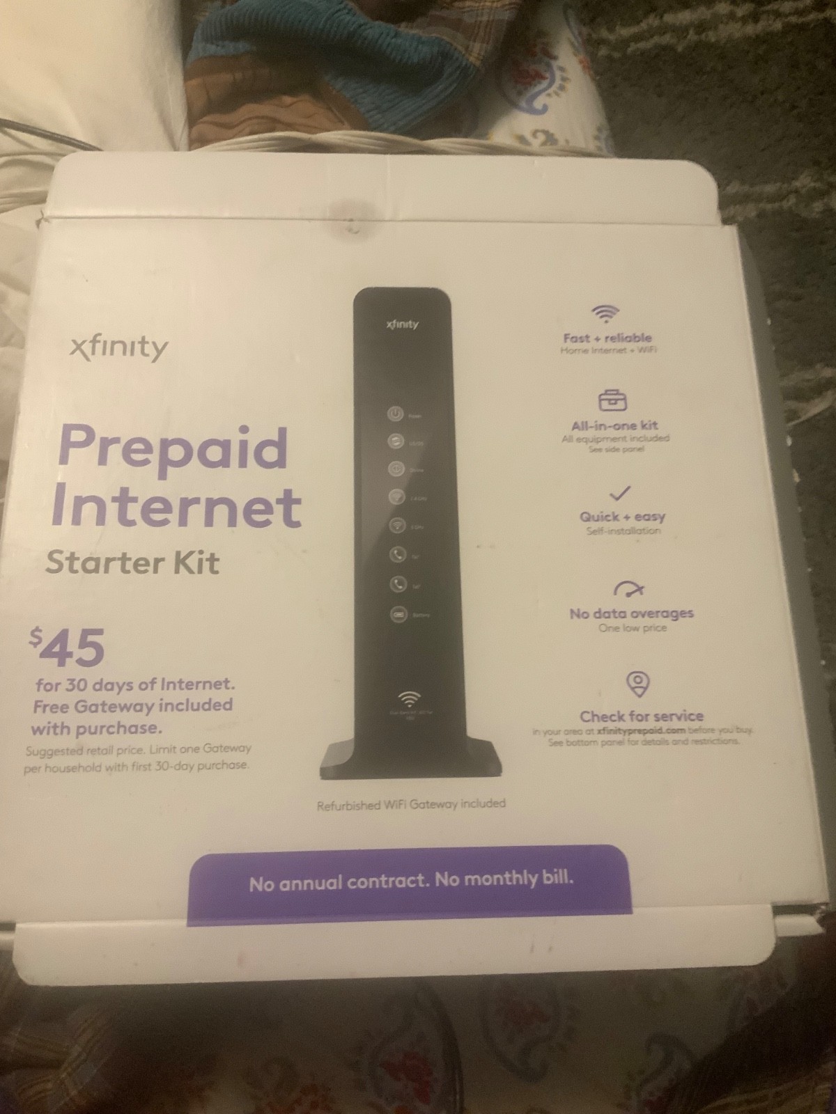 Xfinity Prepaid Internet Starter Kit Cable Modem Wifi Router Arris TG1682P