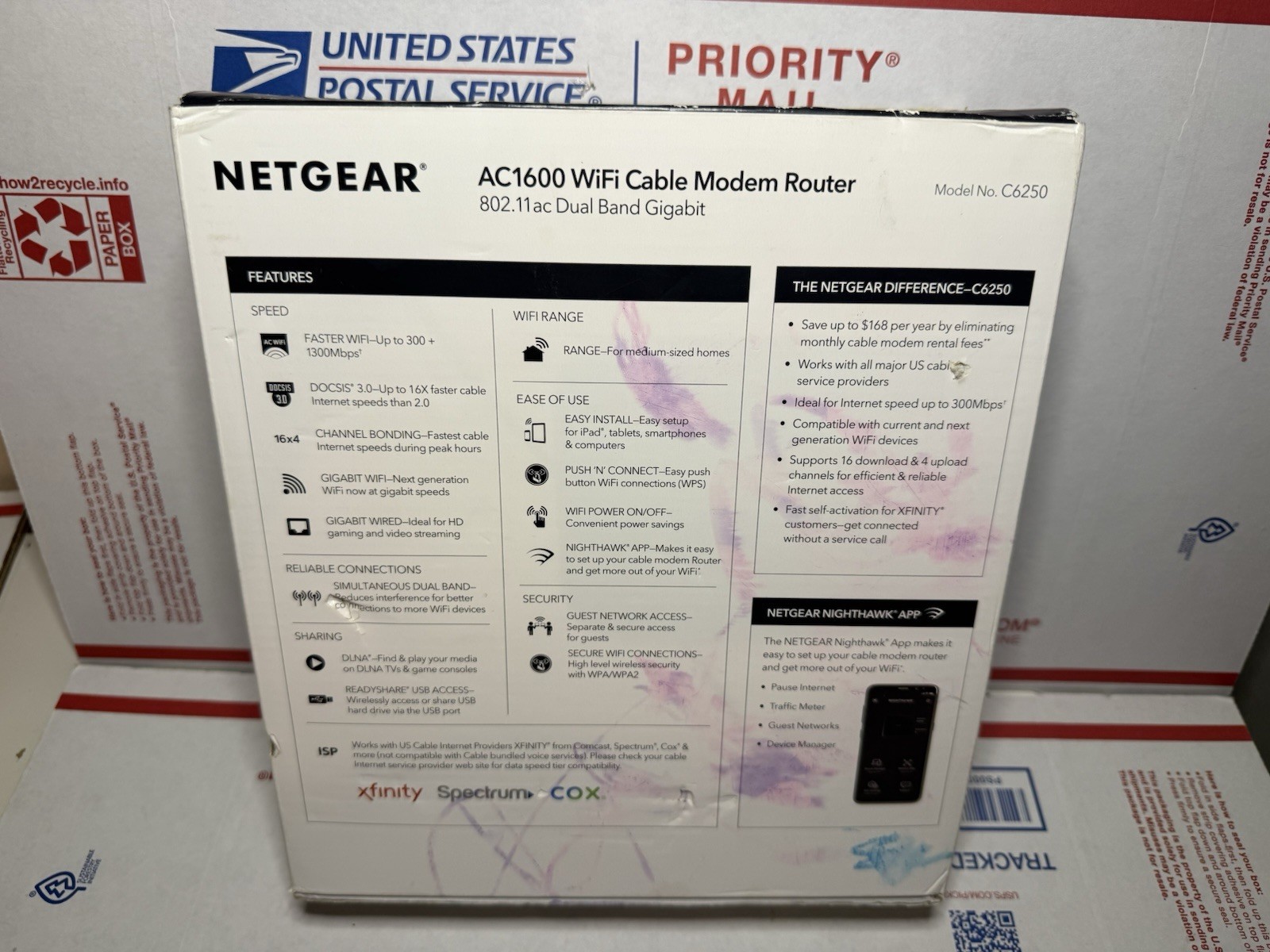 NETGEAR Cable Modem WiFi Router Combo C6250 – AC1600 WiFi speed DOCSIS 3.0