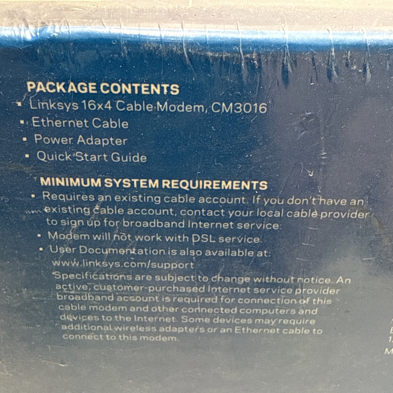 LINKSYS 16 x 4 Cable Modem, 16 x 4 Bonded Channels, DOCSIS 3.0, CM3016 ~ SEALED