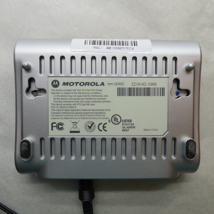 Motorola DSL Ethernet Modem Model 2210-02-1006 – 12VDC Internet