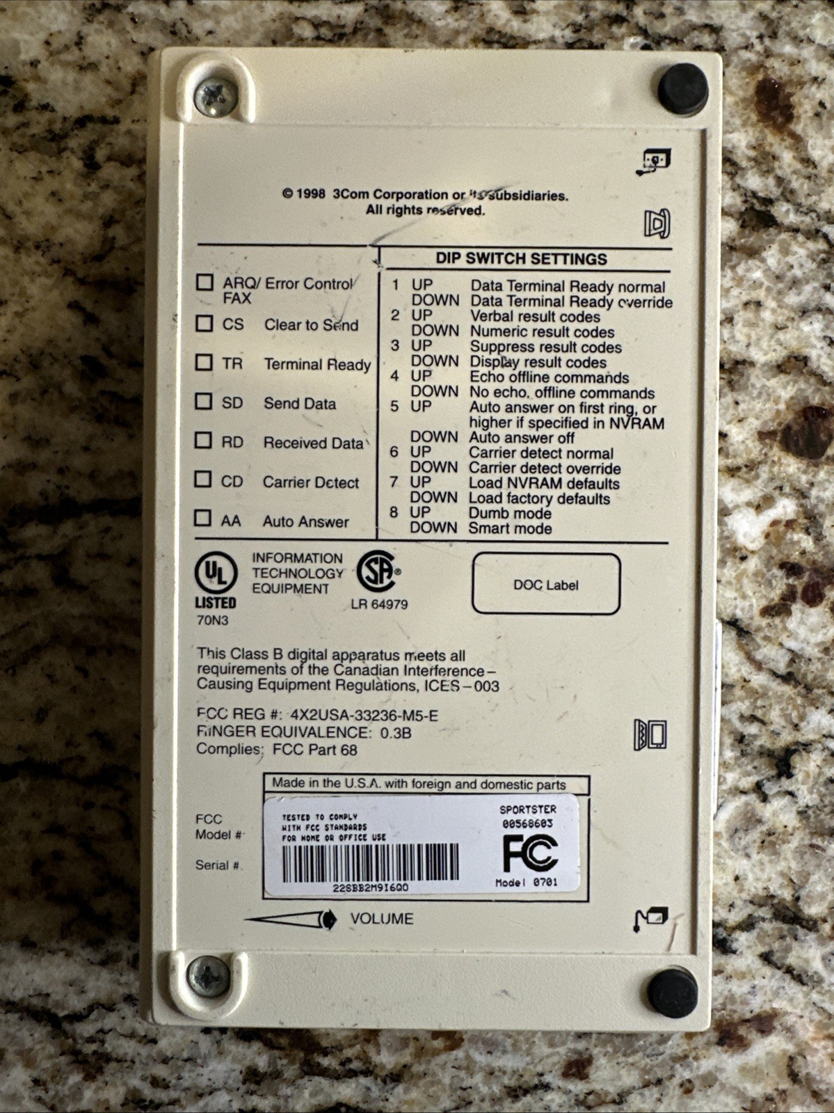 USRobotics USR5686E (USR325686E) 56 Kbps