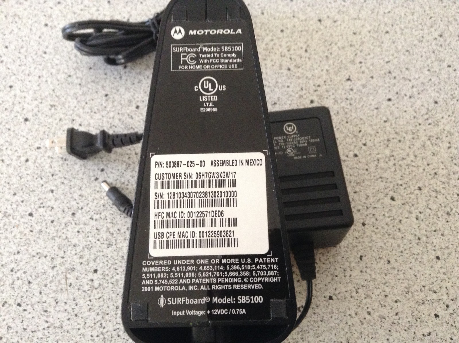 MOTOROLA SB5100 – 500887-025-00 CABLE MODEM