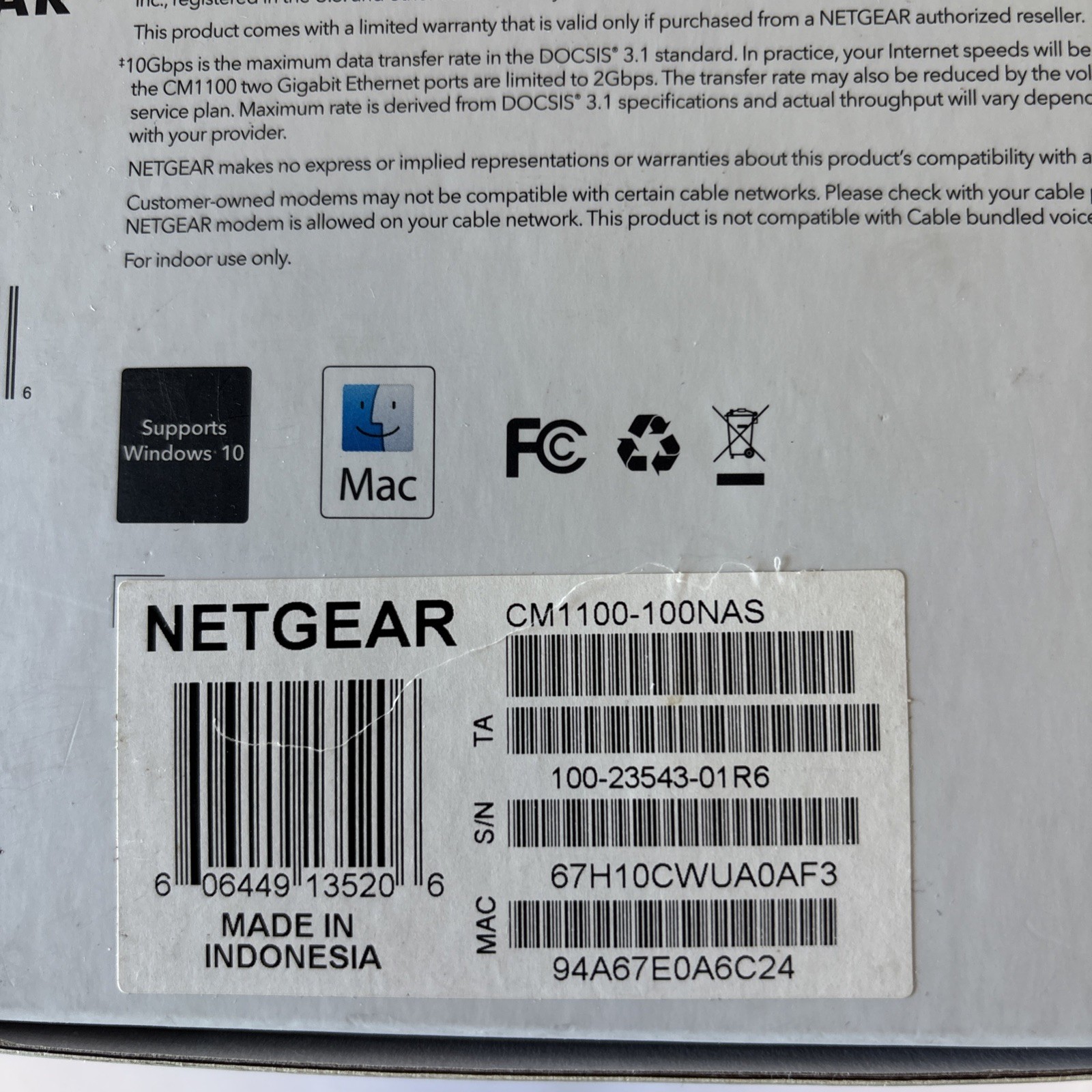 NETGEAR NIGHTHAWK CM1100 Cable Modem DOCSIS 3.1 Multi-Gig SpeedModem🔥🔥