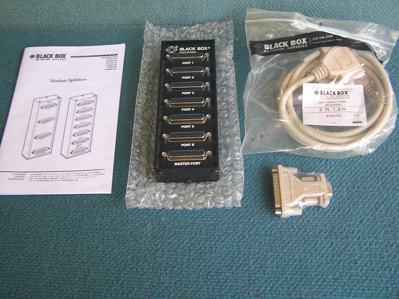 BLACK BOX 6-PORT (MS6) MODEM SPLITTER TL074A-R4 MODEM SHARING 6 USERS
