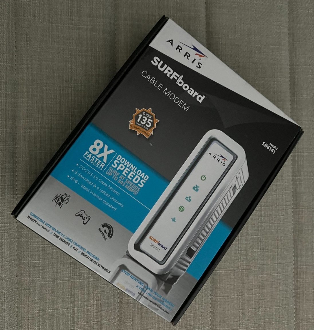 NEW ARRIS SURFboard SB6141 DOCSIS 3.0 Cable Modem 8XFaster Than Docsis 2.0