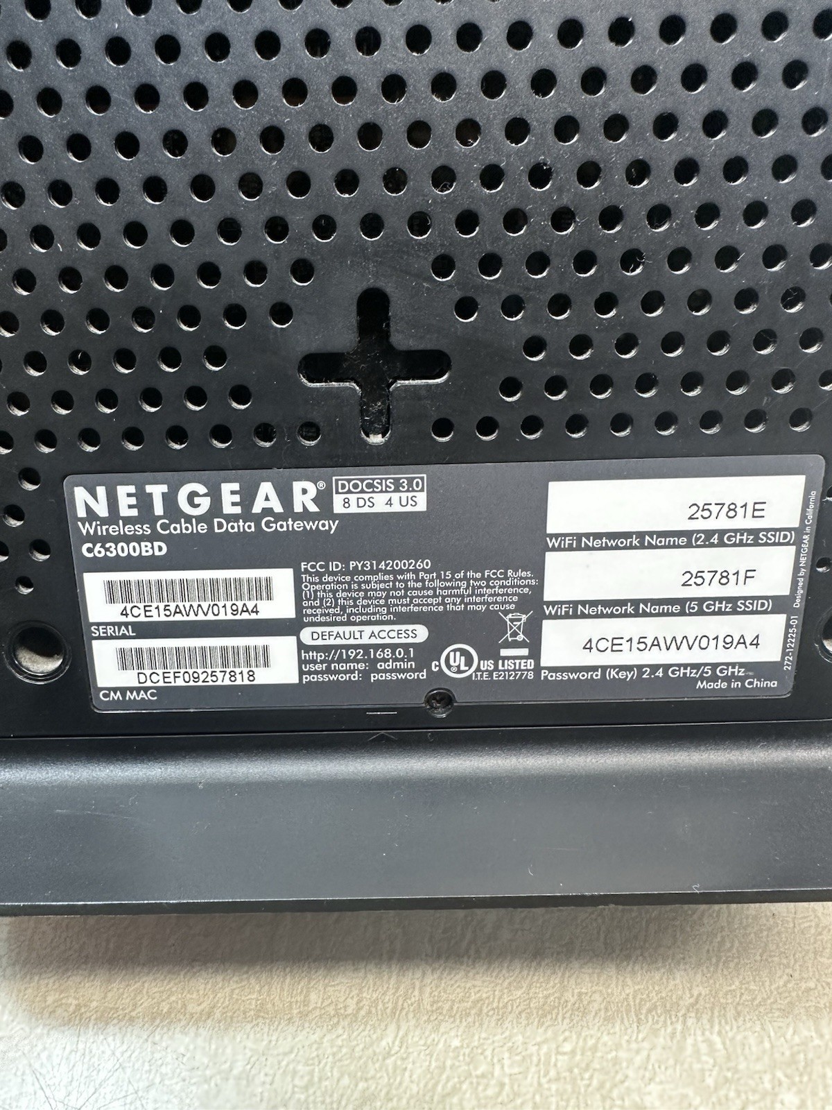 NETGEAR C6300BD AC1900 DOCSIS 3.0 Cable Modem WiFi Router – TESTED WORKING