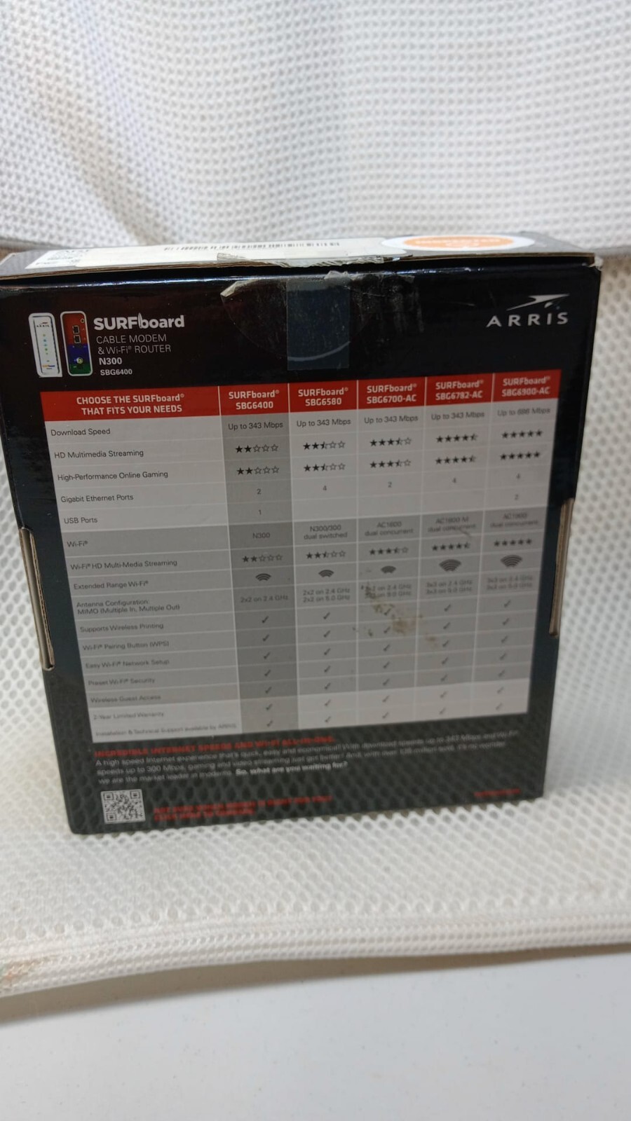 Motorola Arris SURFboard Modem & Wi-Fi Router N300 SBG6400
