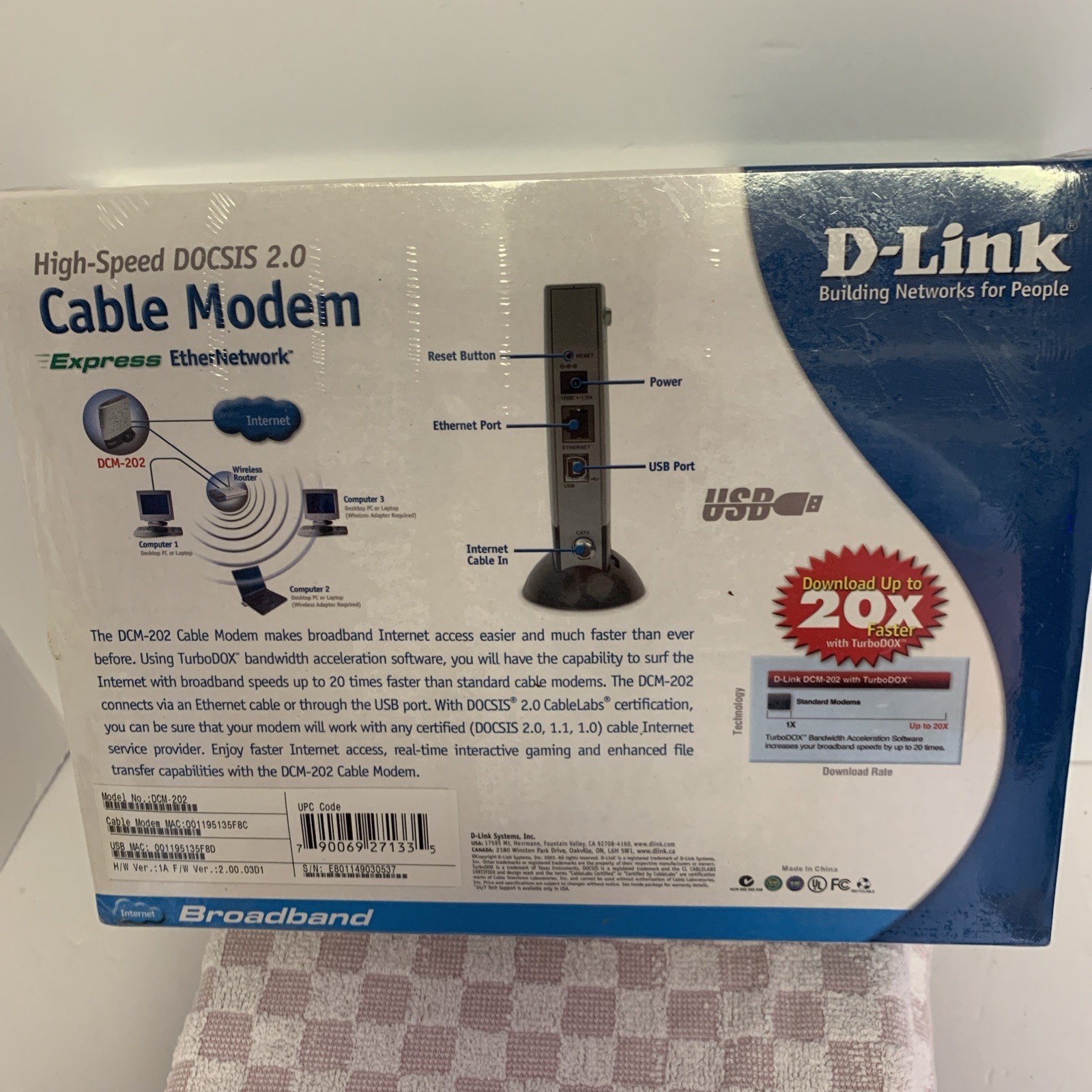 D-Link broadband Cable Modem DCM-202 / New Unopened