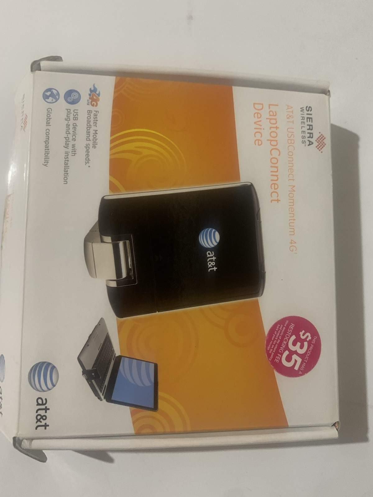 Sierra Wireless AT&T USB Connect Momentum 4G LaptopConnect Device & New Sim Card