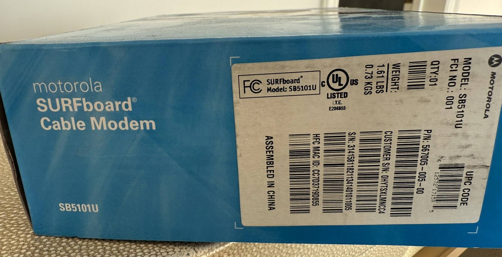 Motorola Cable Modem SURFboard SB5101 (SB515290-087-00) 38 Mbps