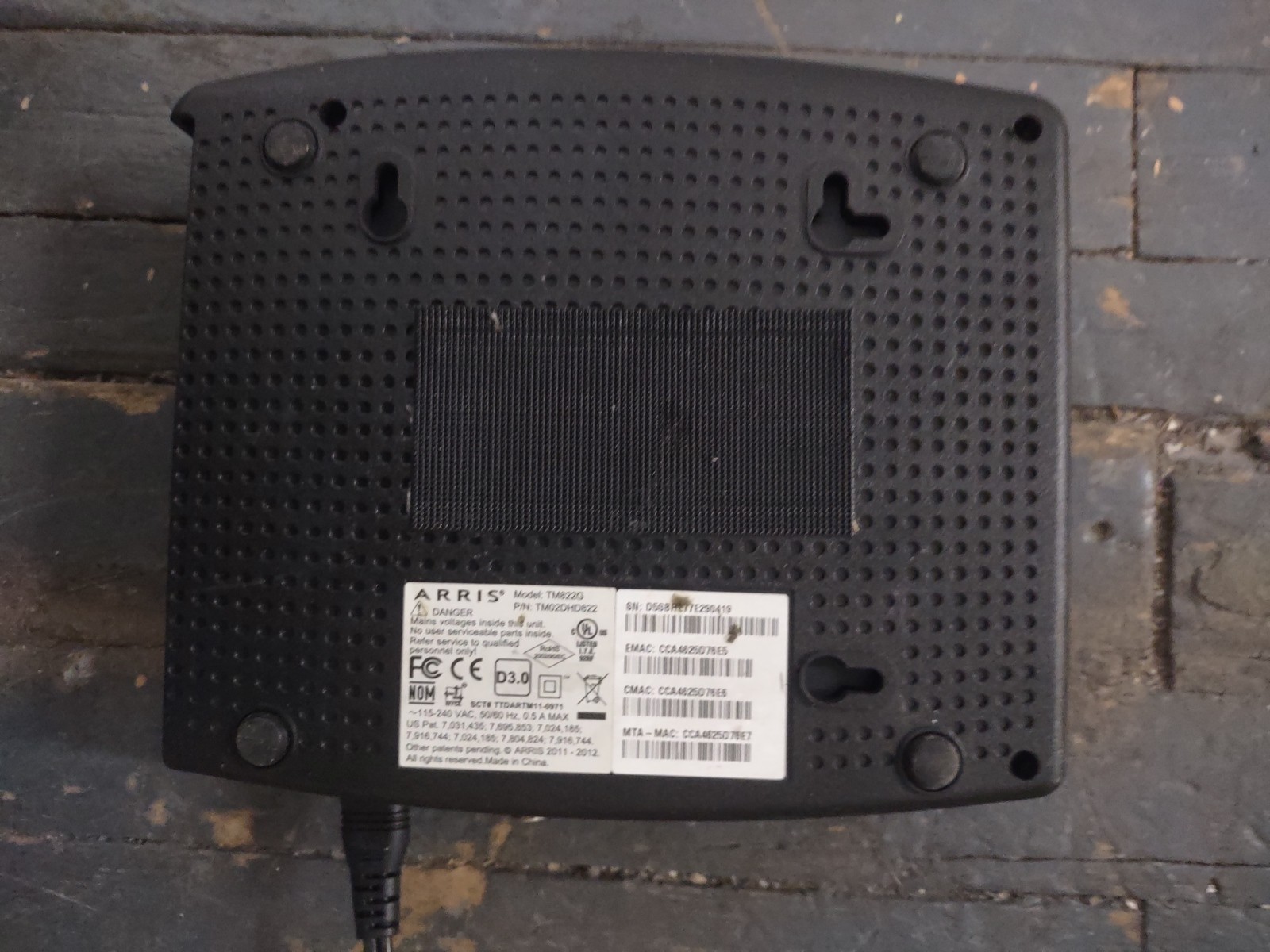 Arris TM822G Modem Cable