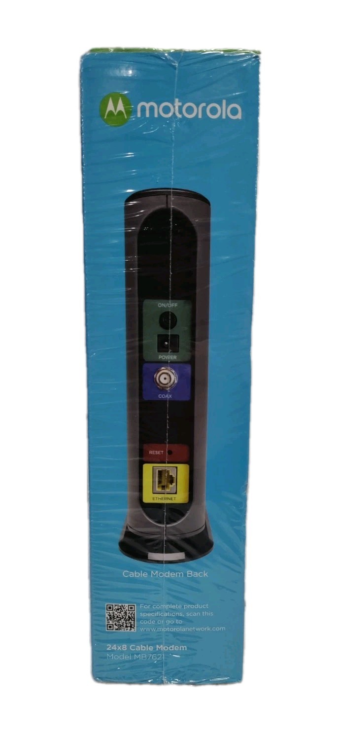 🆕 Motorola 24×8 Cable Modem Model MB7621 DOCSIS 3.0 – AC Adapter, LAN Cable