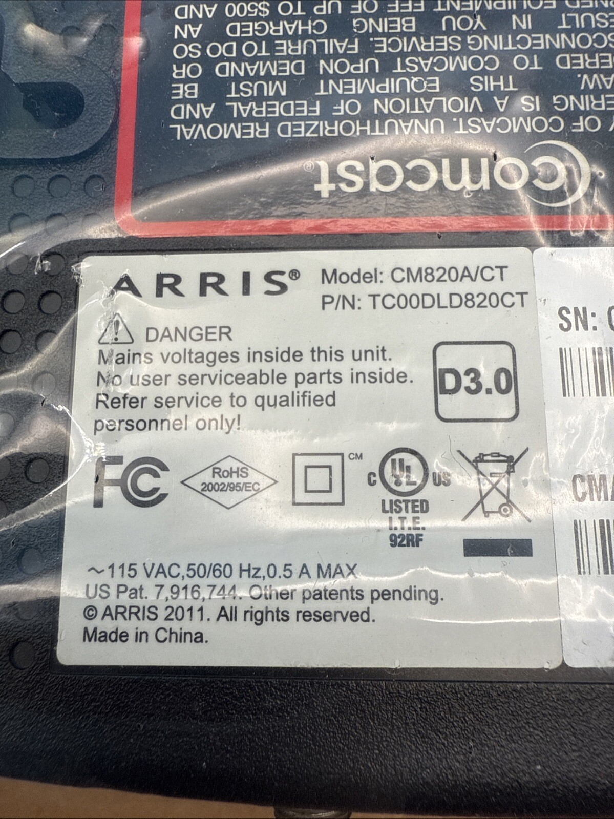 ARRIS CM820A/CT DOCSIS 3.0 Cable Modem