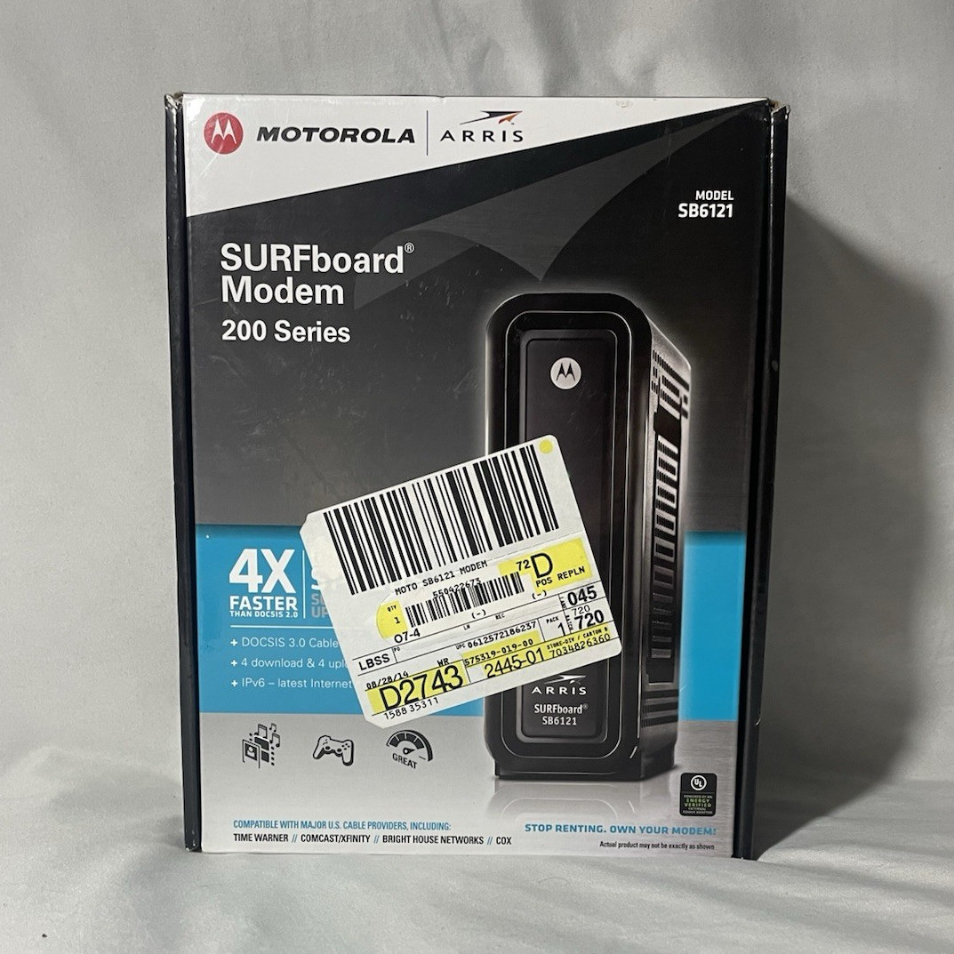 Motorola ARRIS SURFboard SB6121 DOCSIS 3.0 Cable Modem 172 Mbps IPv6 Black