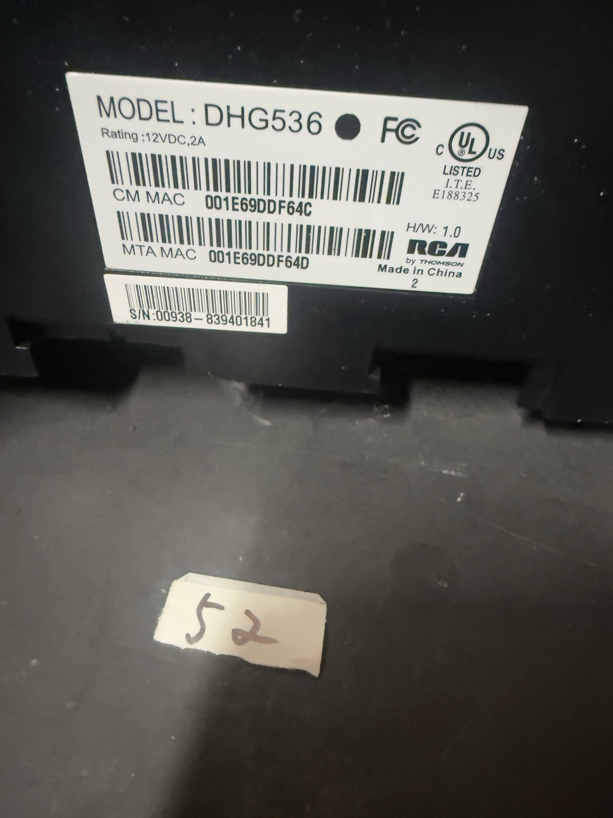 RCA Thomson Model DHG536 Digital Broadband Data and Voice Gateway Modem