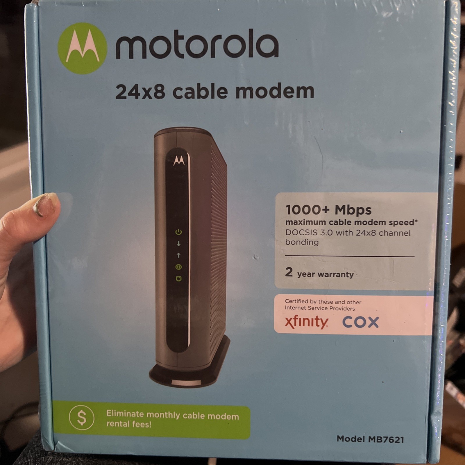 Motorola 24×8 Cable Modem MB7621 DOCSIS 3.0 1000+ mbps NEW factory sealed