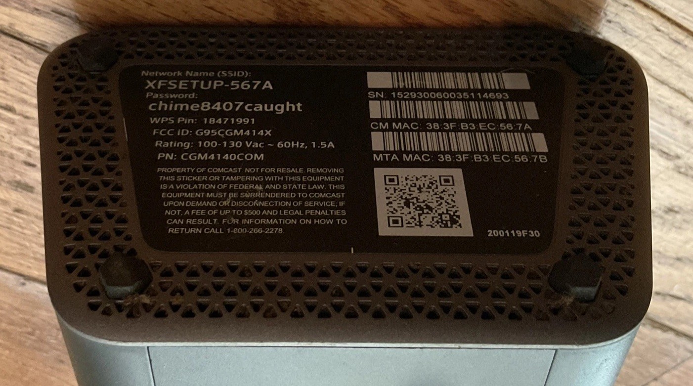 Xfinity XB6-A WIFI Router & Modem No Power Cord For Parts or Not Working