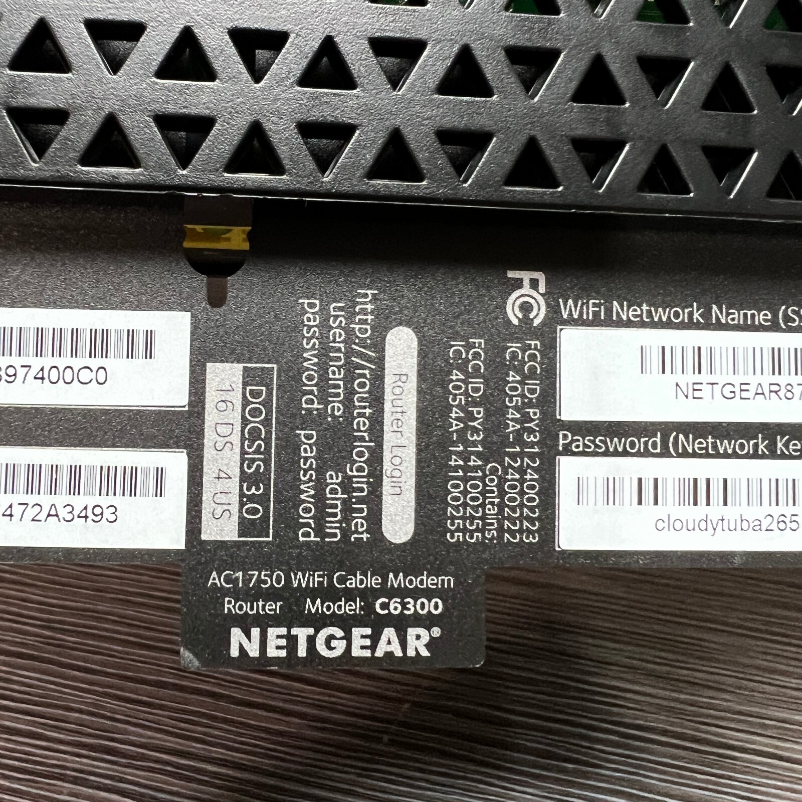 NETGEAR C6300 AC1750 DOCSIS 3.0 Cable Modem and WiFi Router Used Working