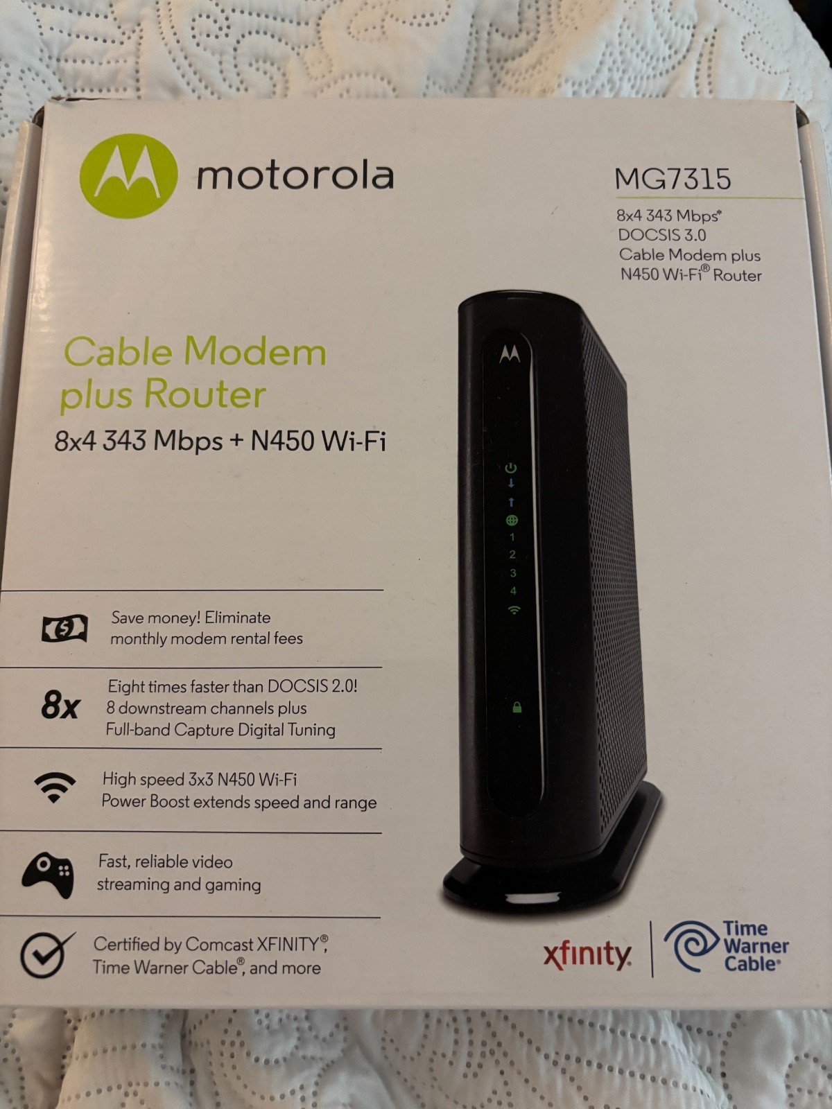 Motorola MG7315 Cable Modem/ Router, Excellent Condition – BAREDLY USED