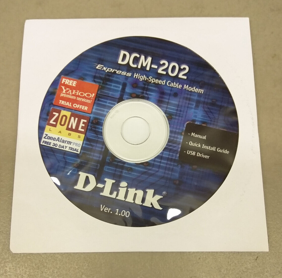D-Link DCM-202 Cable Modem EUC Ethernet USB Stand CD-ROM