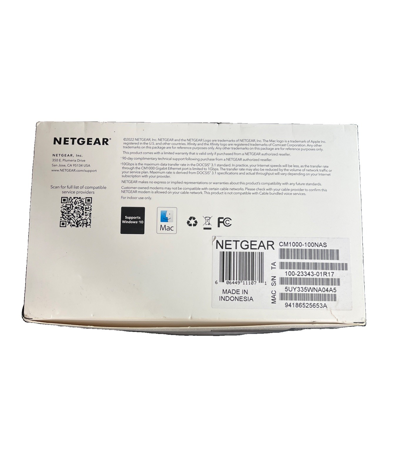 New NETGEAR CM1000 DOCSIS 3.1 Cable Modem 1 Gbps Gigabit Ethernet Black Xfinity