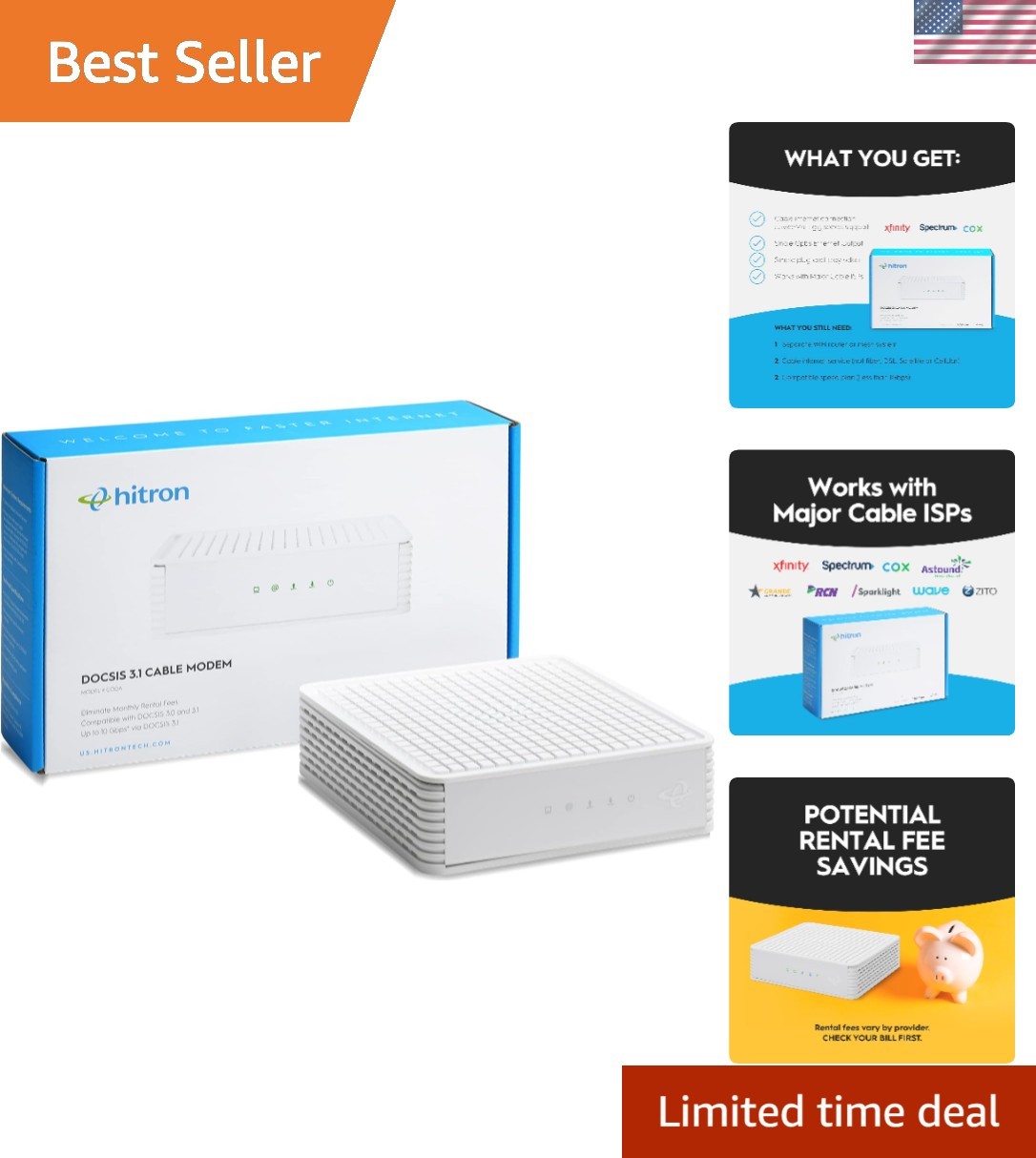 CODA DOCSIS 3.1 Cable Modem ONLY – for Cable Internet Service ONLY NOT Fiber/…