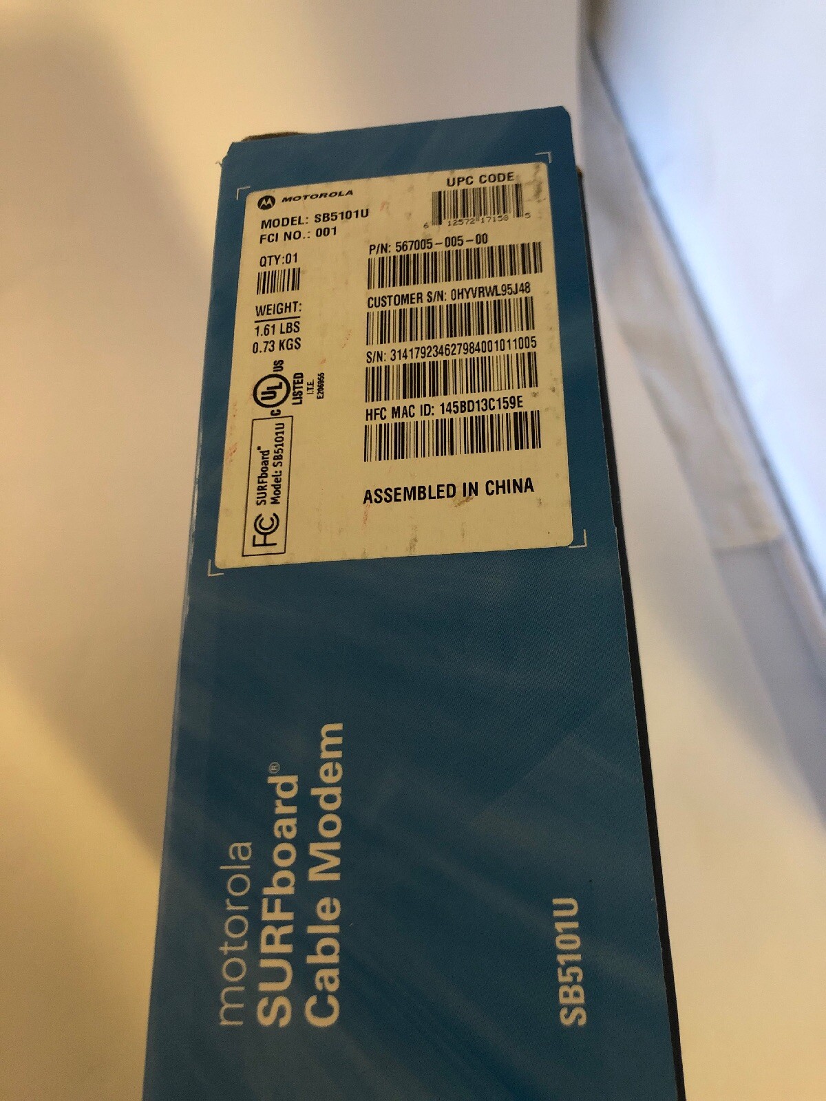 Motorola SURFboard SB5101U Cable Modem Black Excellent DOCSIS 2.0 Ethernet USB