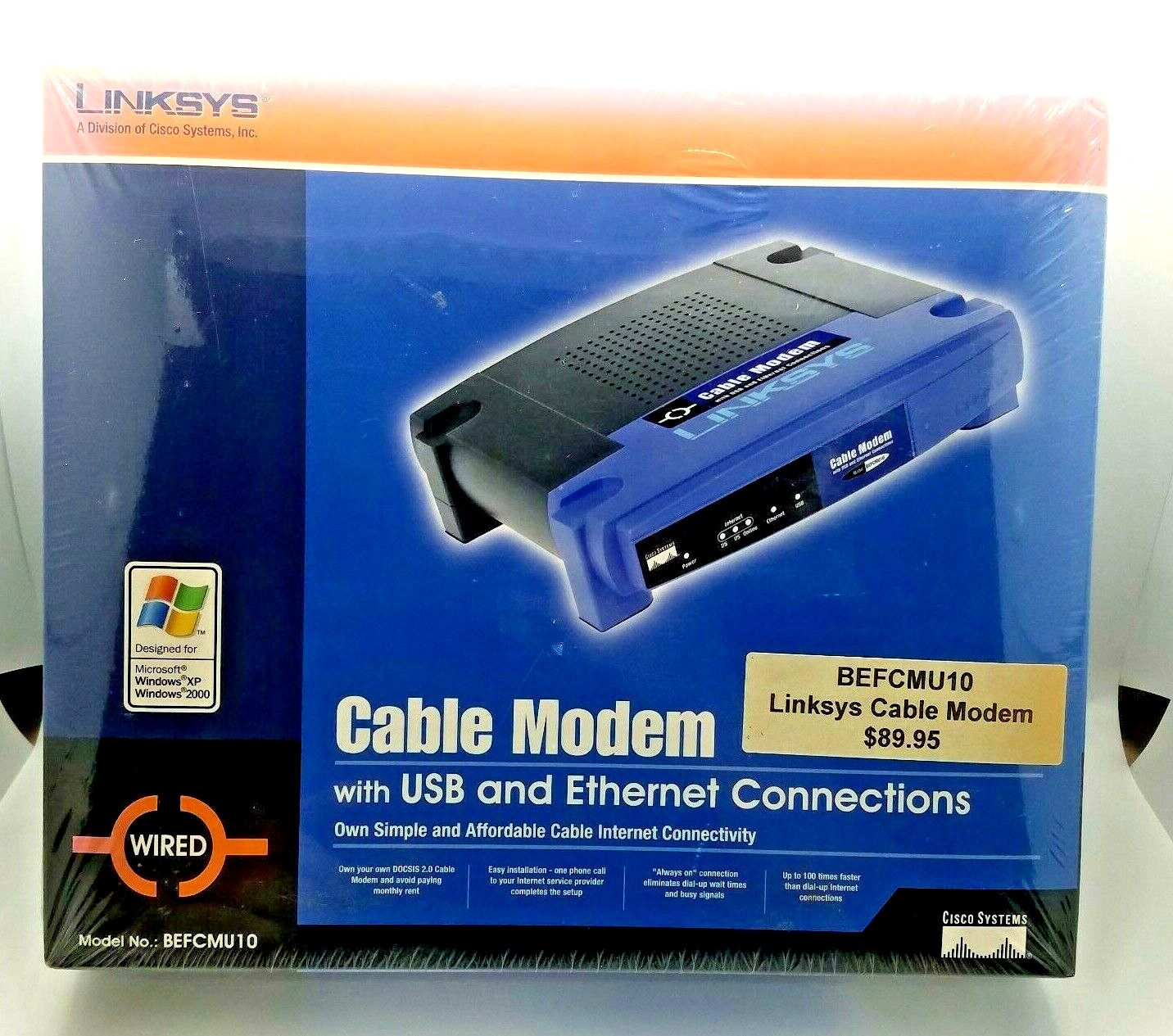 Linksys Cable Modem with USB & Ethernet Connections Model # BEFCMU10