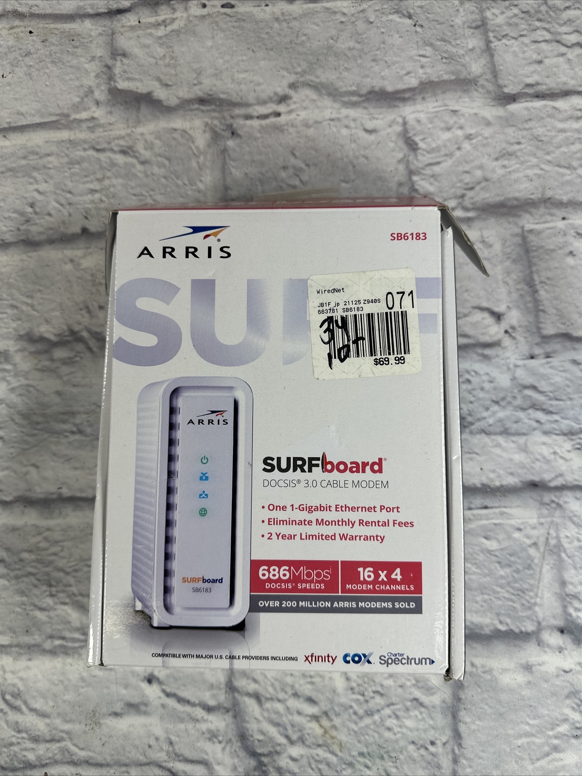 ARRIS SB6183 686 Mbps Cable Modem, White – 59243200300