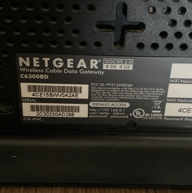 Netgear C6300BD AC1900 DOCSIS 3 Cable Modem Wireless Router Comcast Xfinity COX